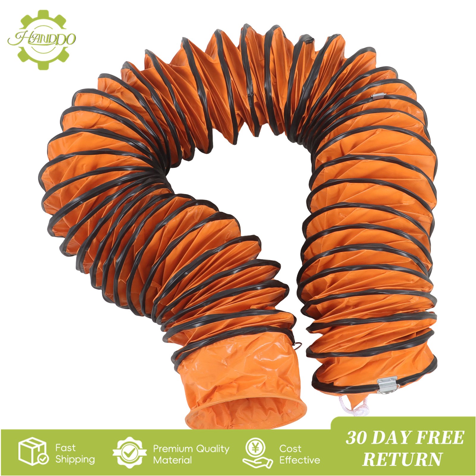 25ft PVC Flexible Duct Hosing with S Hook & Steel Support for 8″ Utility Blower