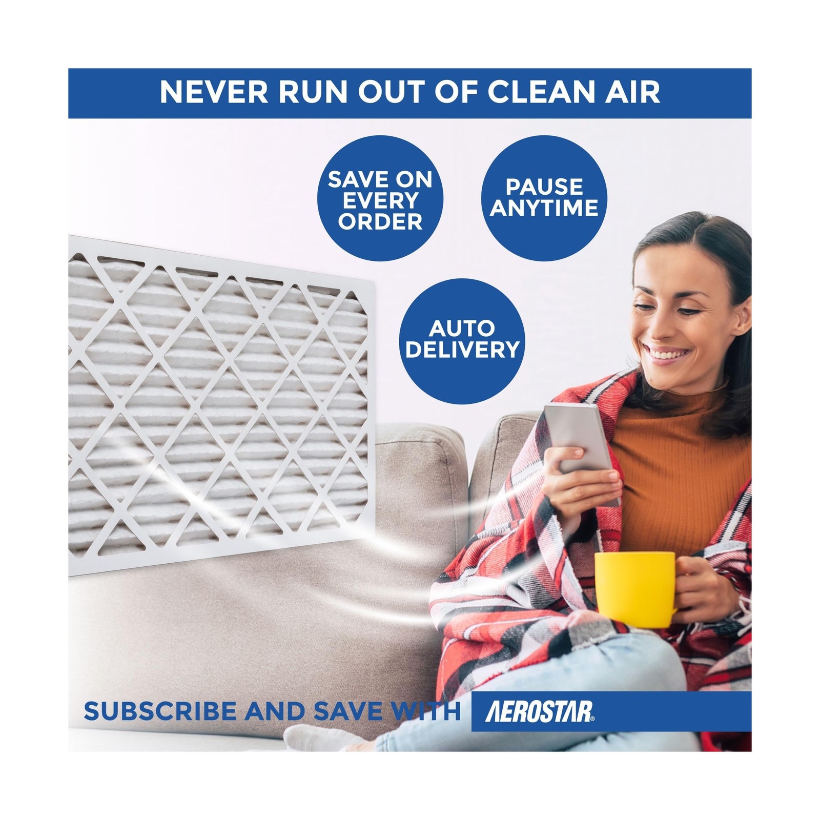 Aerostar 20x20x1 MERV 8 Air Filter, 6 Count, ACTUAL SIZE (19.75 x 19.75 x 0.7…