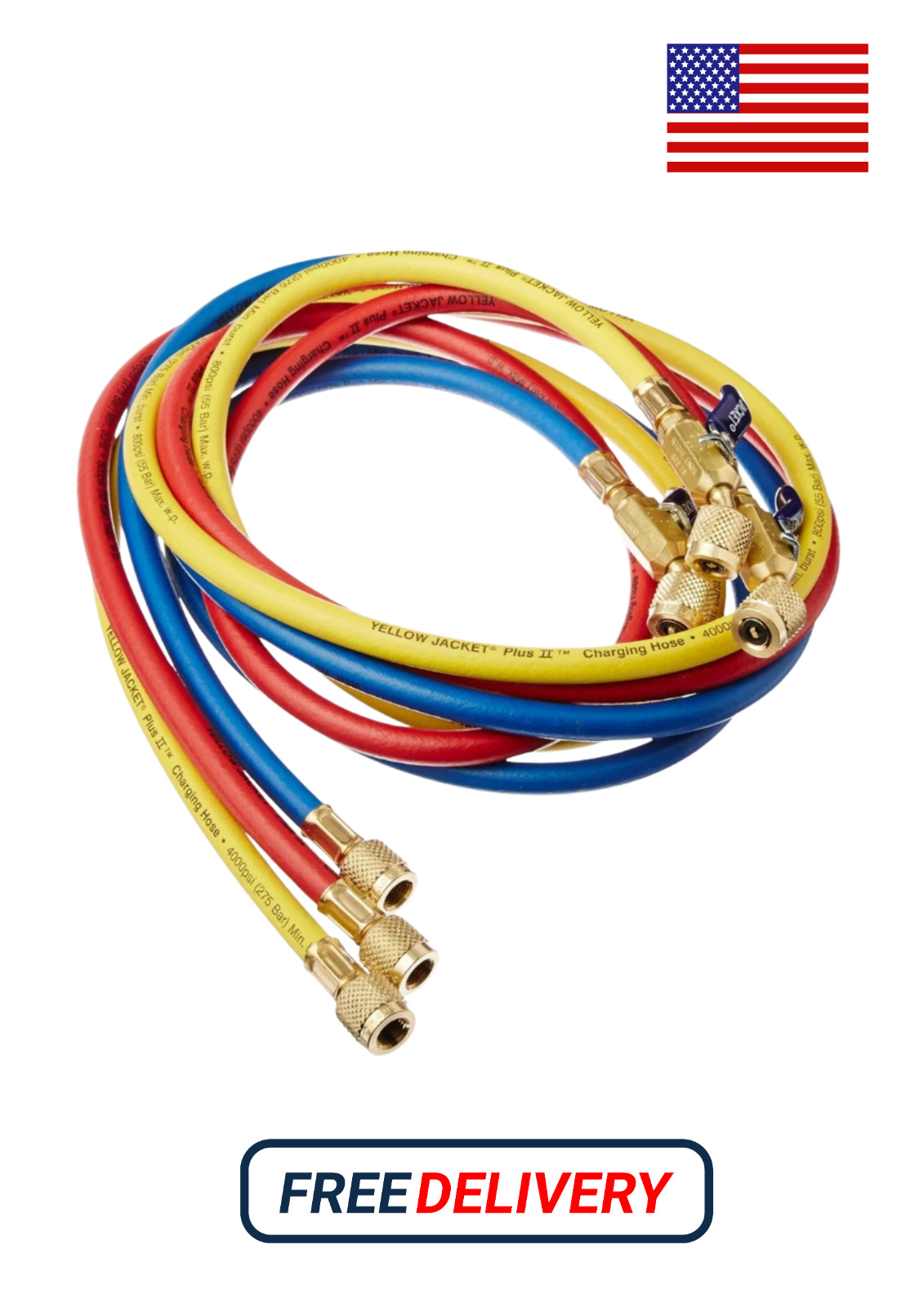 Yellow Jacket 29986 Plus II 1/4″ Hose Ball Valve 72″ Pack of 3