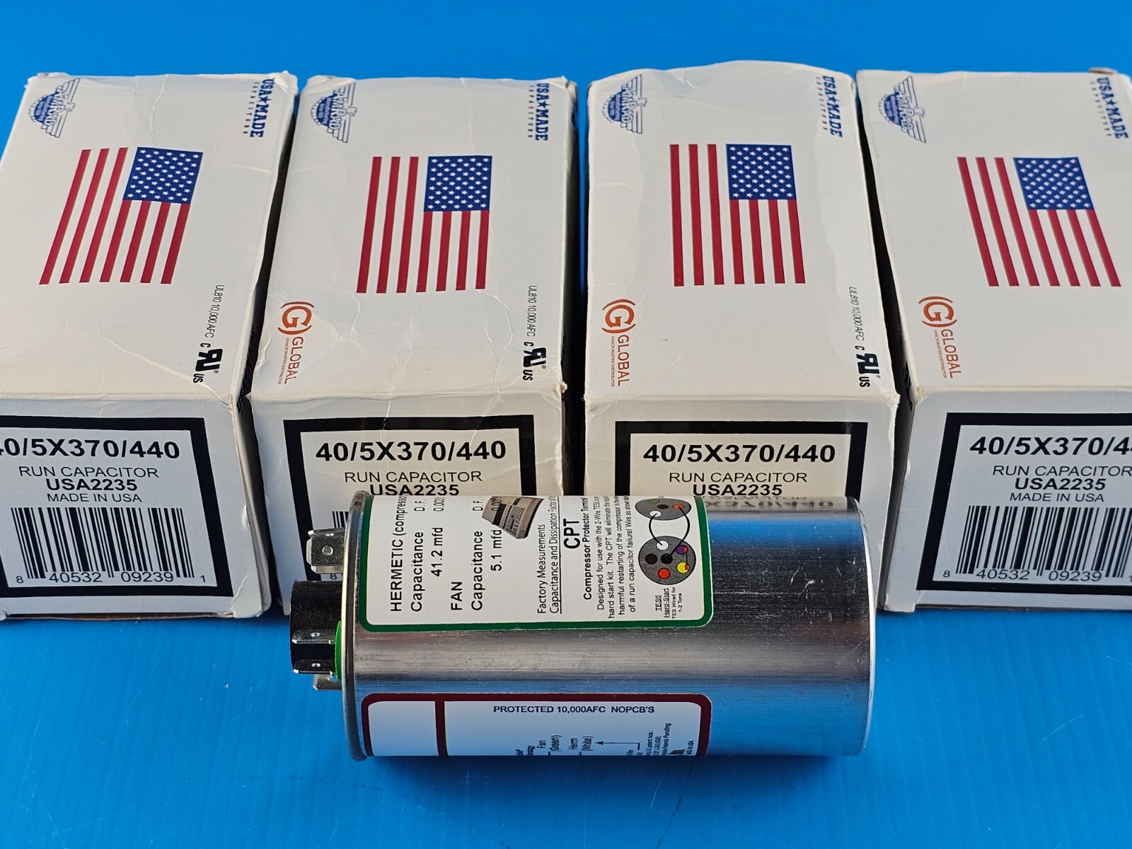 NEW AmRad USA2235 Run Capacitor, 40+5 OFMD x 370/440 VAC, CPT ( Lot of 4 )