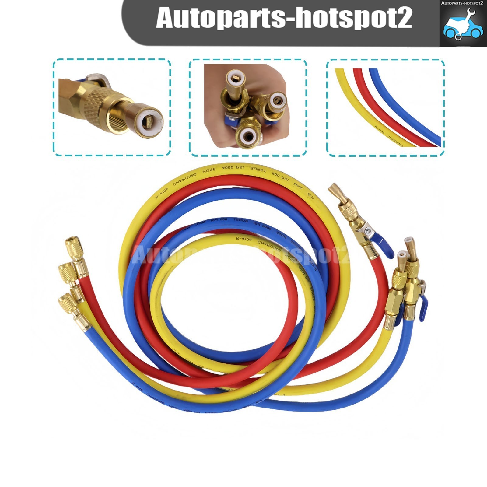 NEW For 29986 Plus II 72″ HVAC Charging Hose Set 1/4″ (3-Pack)