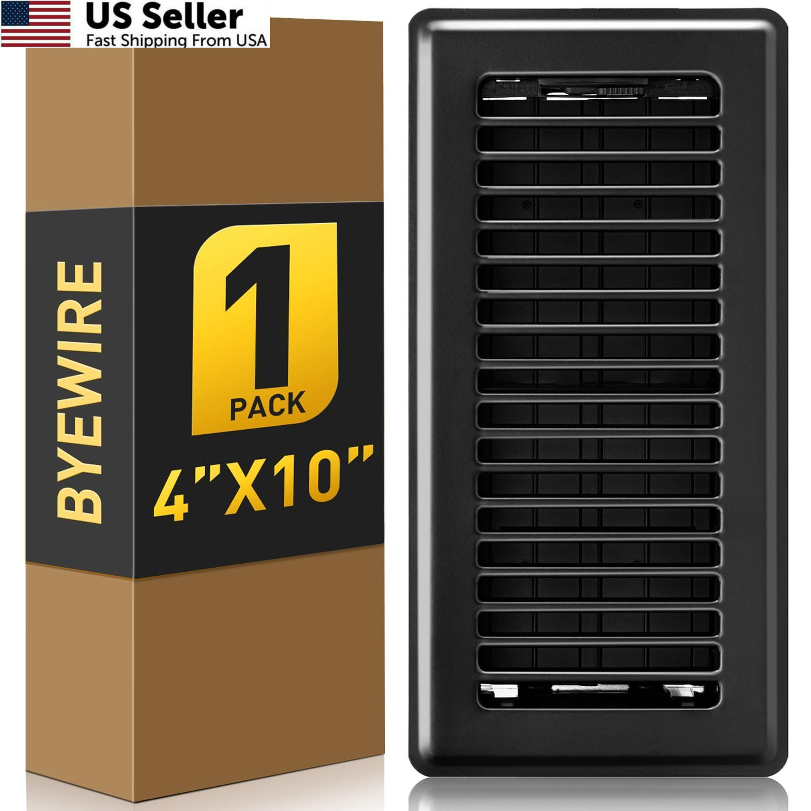 4×10 Floor Register, Black 4” X 10” 1 Pack, X 1 Pack