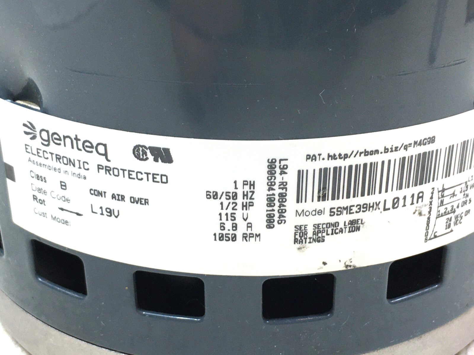 Genteq 607363-01 81W32 10B05 5SME39HXL011A 1/2HP 115V Blower Motor used #MC308