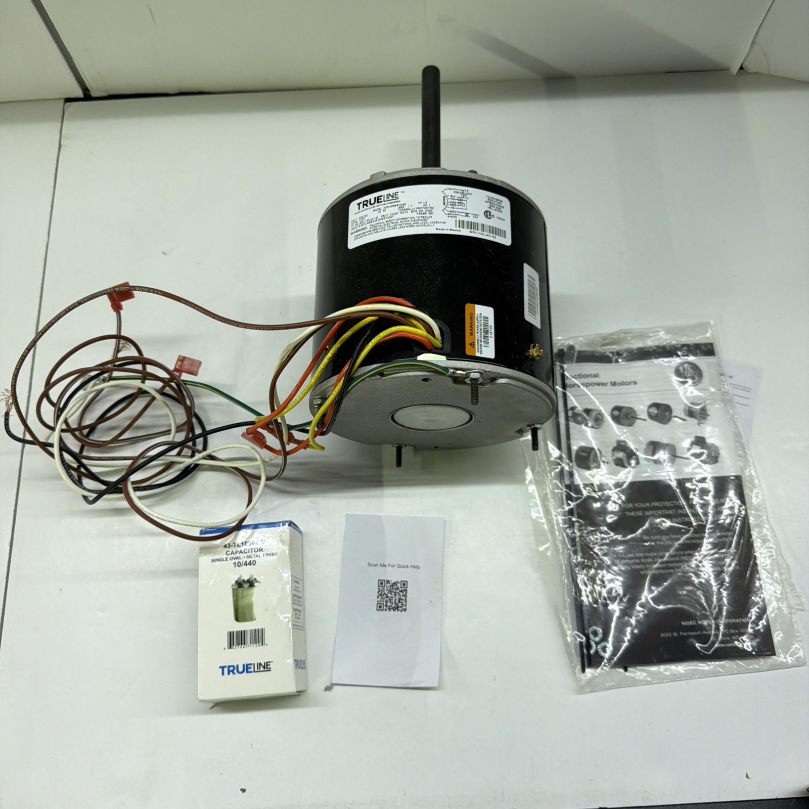 TrueLine W51-13CJA1-02 1/3 HP Universal Condenser Fan Motor 208-230V 1075 RPM