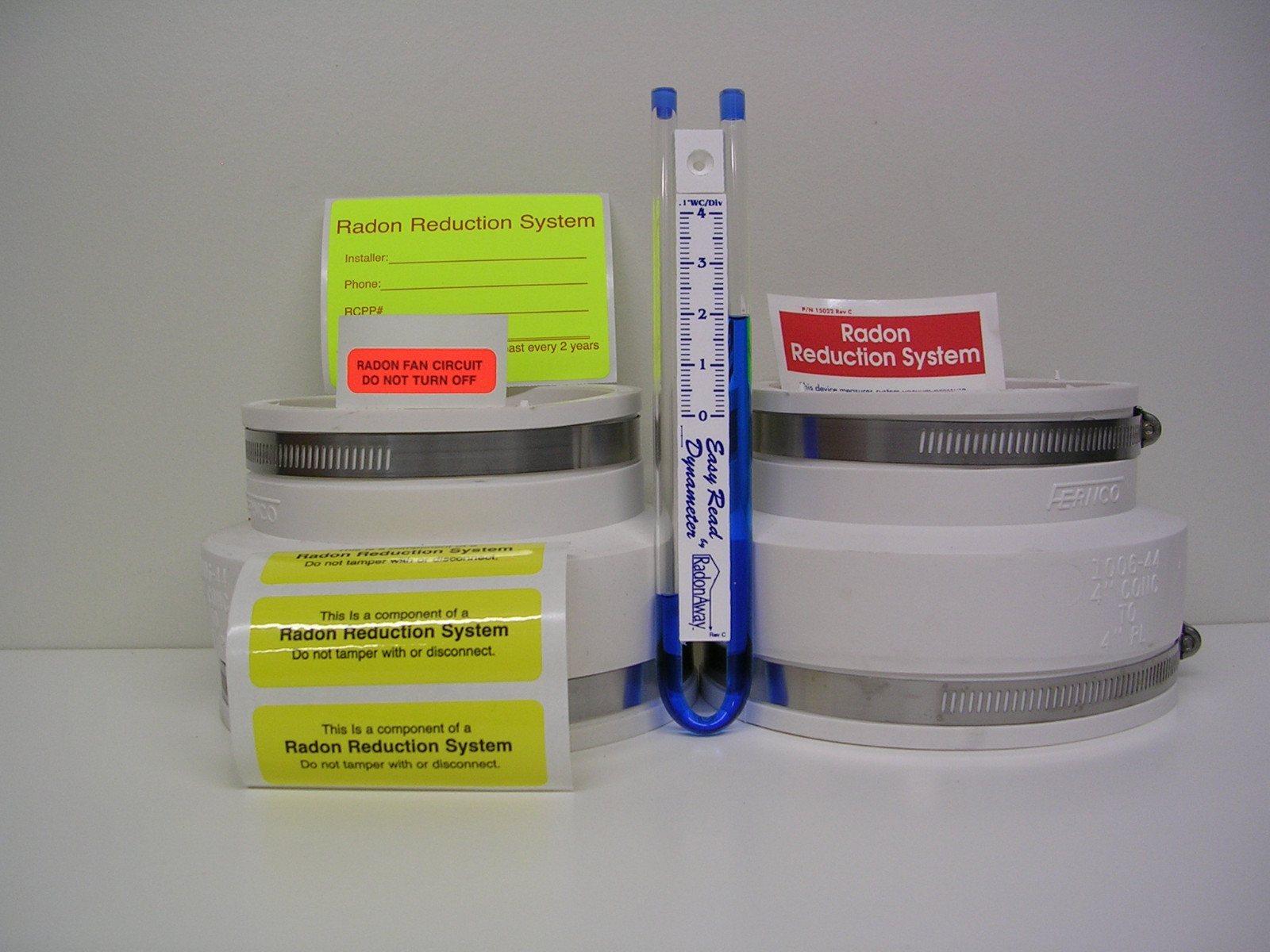 Radon Fan White Install Kit for 6″ fan to 4″ PVC