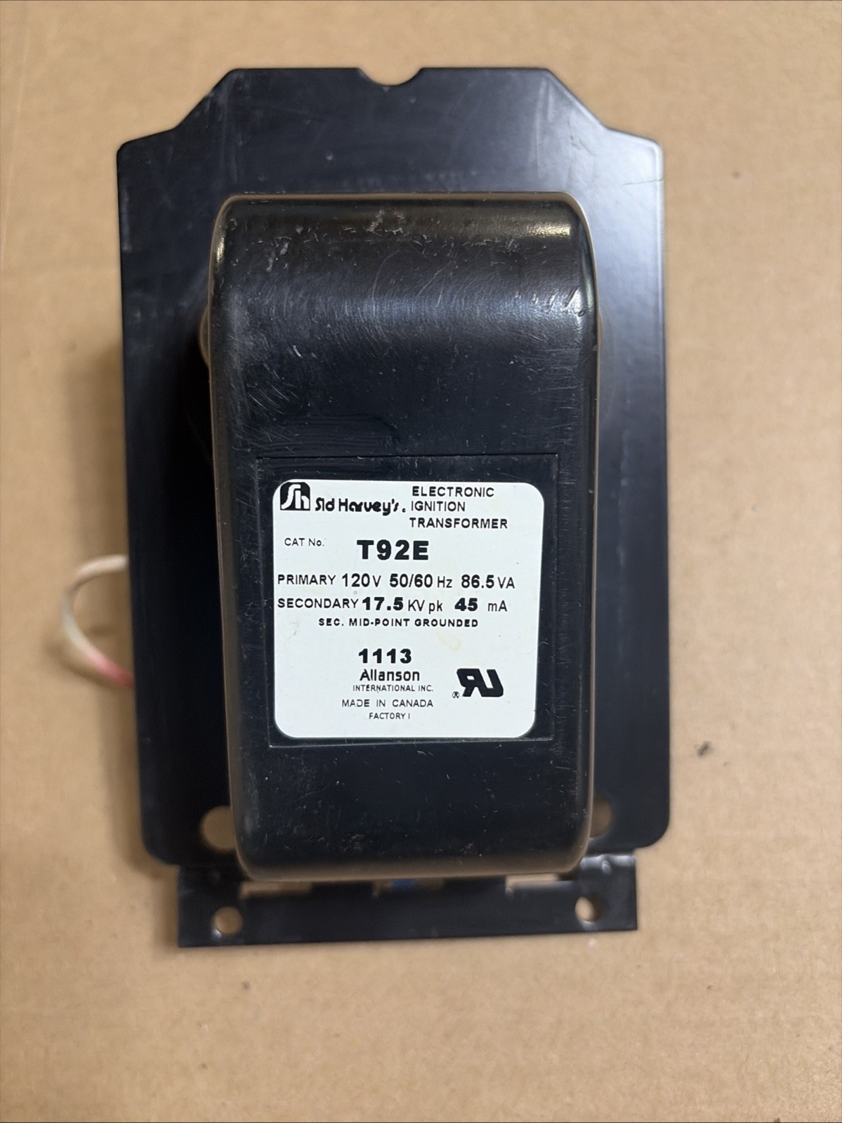 Sid Harvey T-92E Ignition Transformer For Beckett A AF & AFG