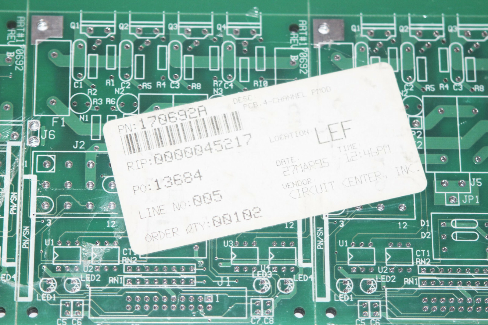 4 Pack – 170692 Rev B Furnace AC Prototype Green PCB Control Board HVAC 12x Lot