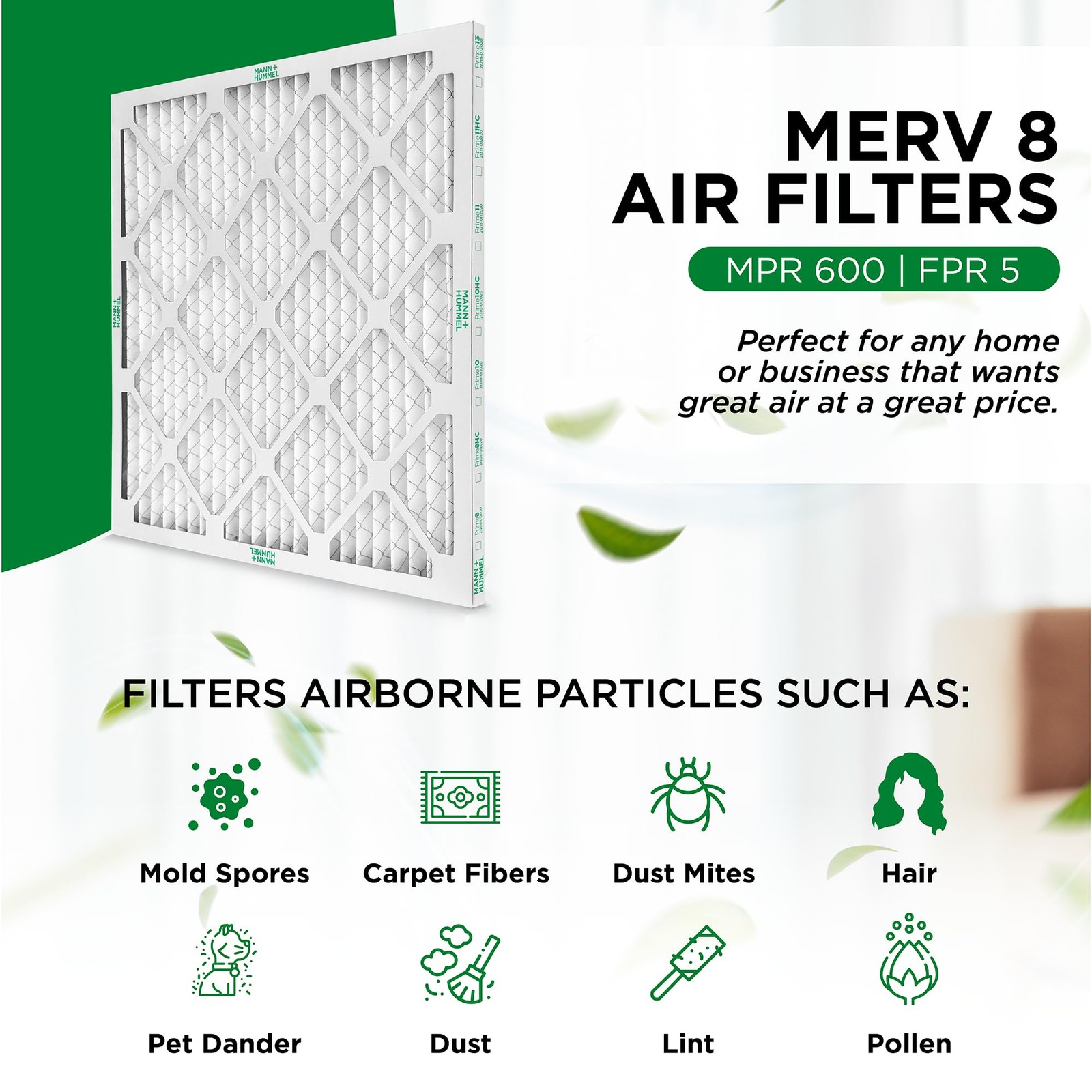 Mann+Hummel Mannhummel 20X25X4 Merv 8 Pleated 4 Ac Furnace Air Filter. Case Of