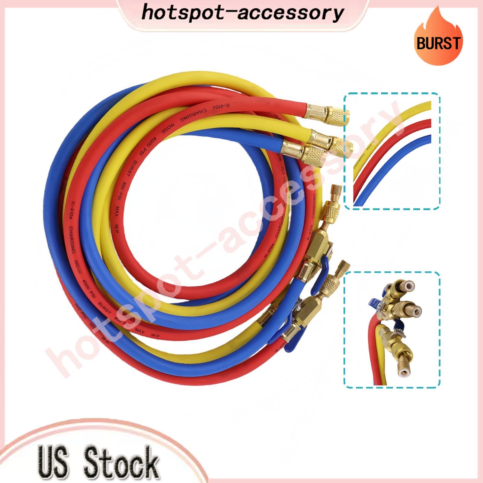 3Pack 29986 Plus II 1/4″ Hose with Compact Ball Valve 72″ Fits R-410A Refrige US