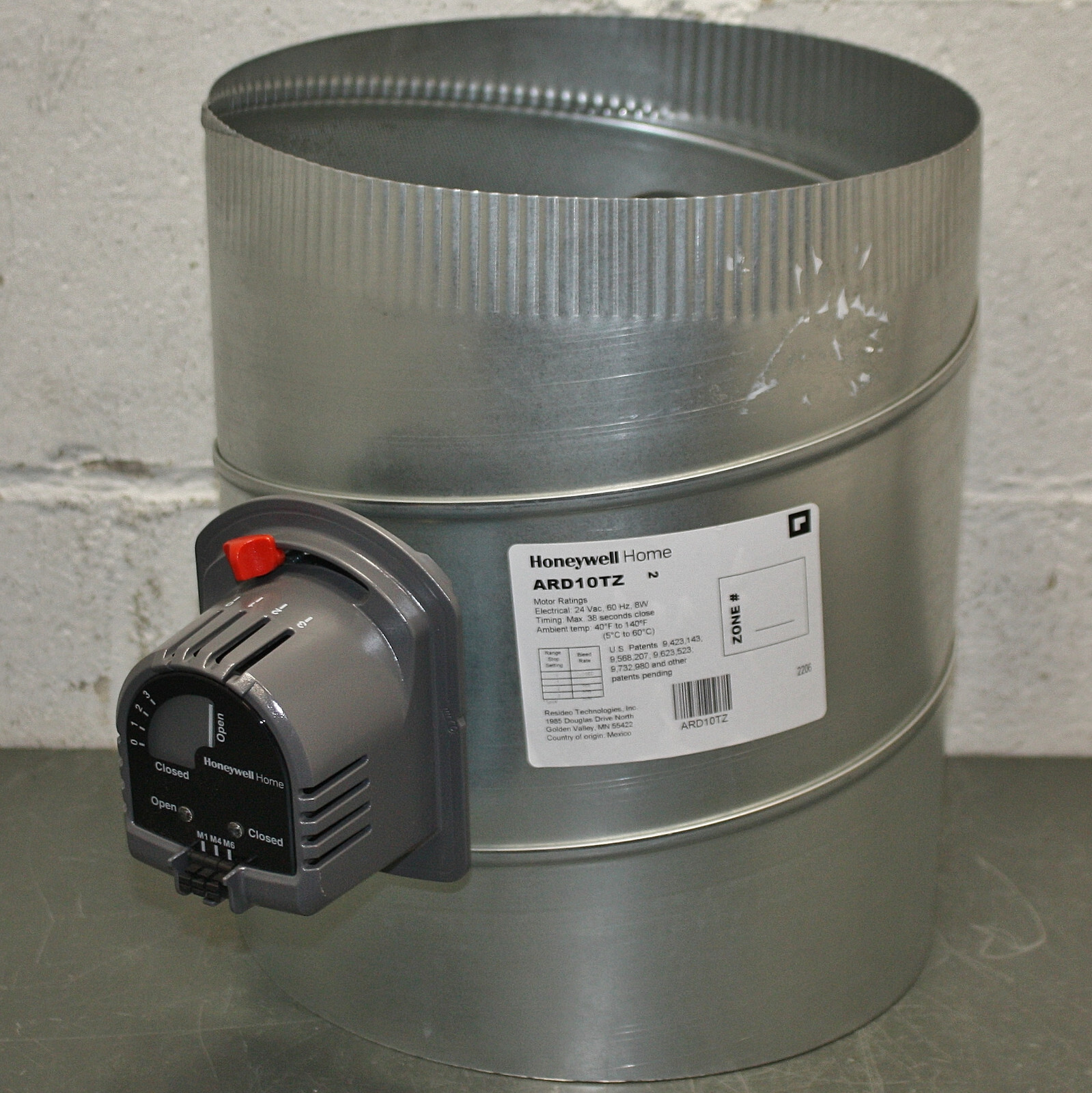 Honeywell Automatic Round Damper ARD10TZ, 10″ Diameter, 24V AC, HVAC Duct Zone
