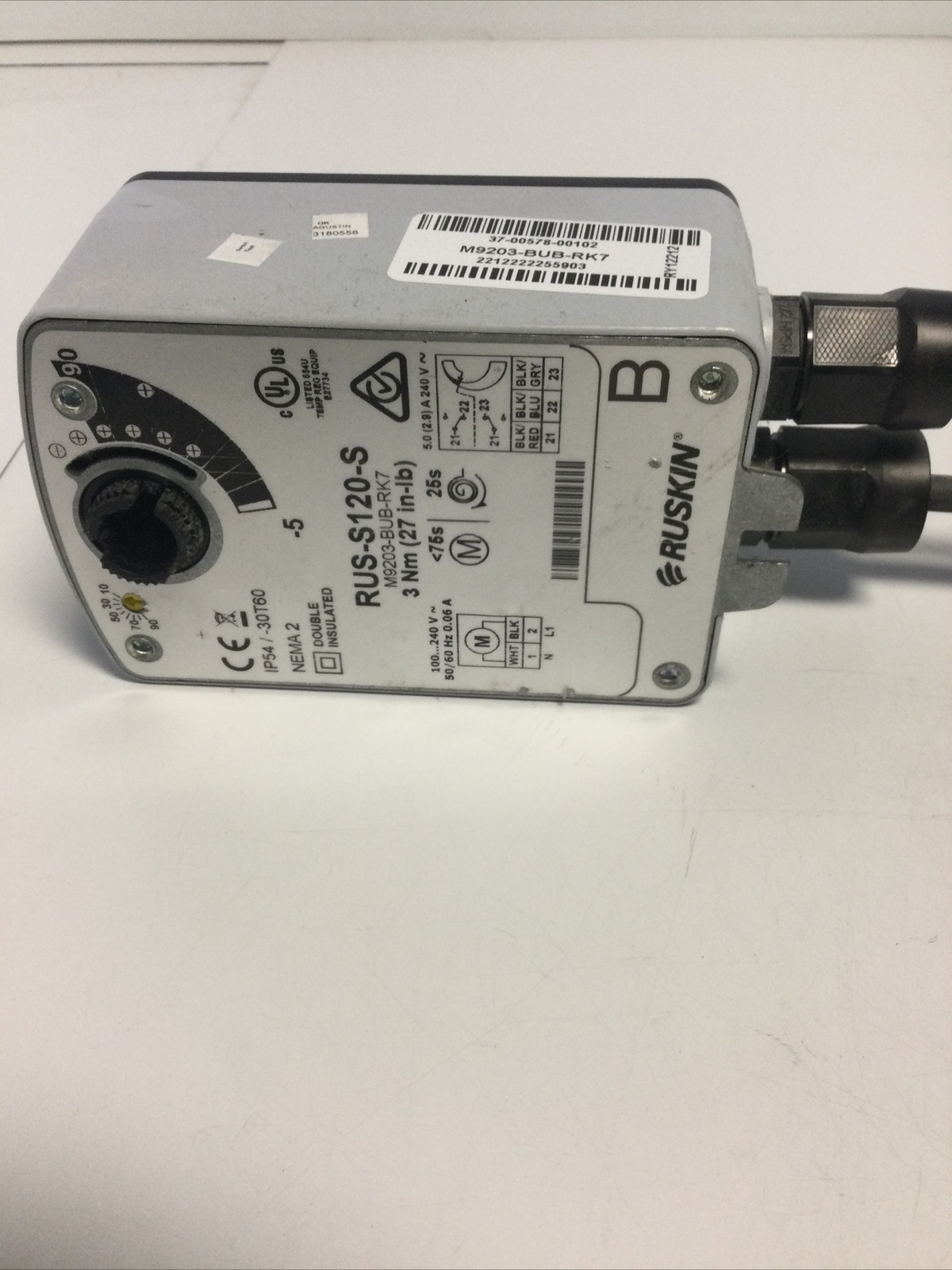 NEW, RUSKIN, RUS-S120-S, ACTUATOR, 3Nm / 27 LB, 120V, NEMA2. (29F-2)