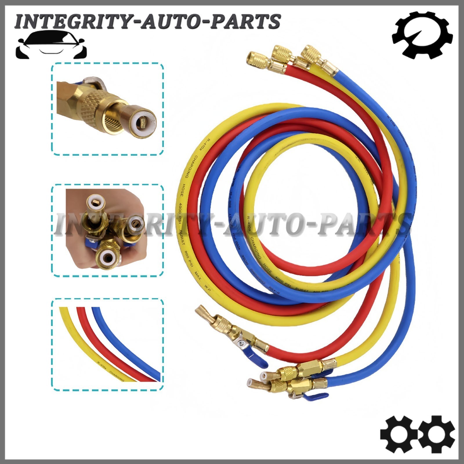 3Pack 29986 Plus II 1/4″ Hose with Compact Ball Valve 72″ Fit for R-410A Refrige