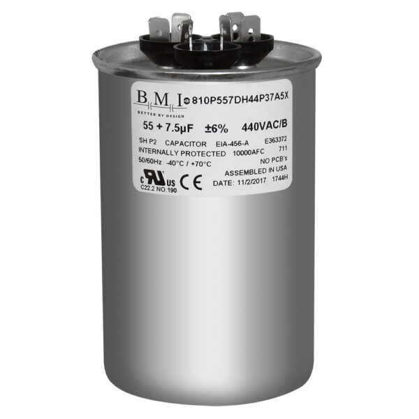 55/7.5 MFD 370 440 VAC Run Capacitor replaces GE Genteq Capcom C35575R C45575R