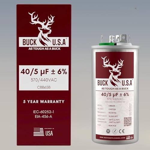 Buck Dual Run Capacitor 40/5 uF 370/440V for HVAC Air Conditioner Fan Motor