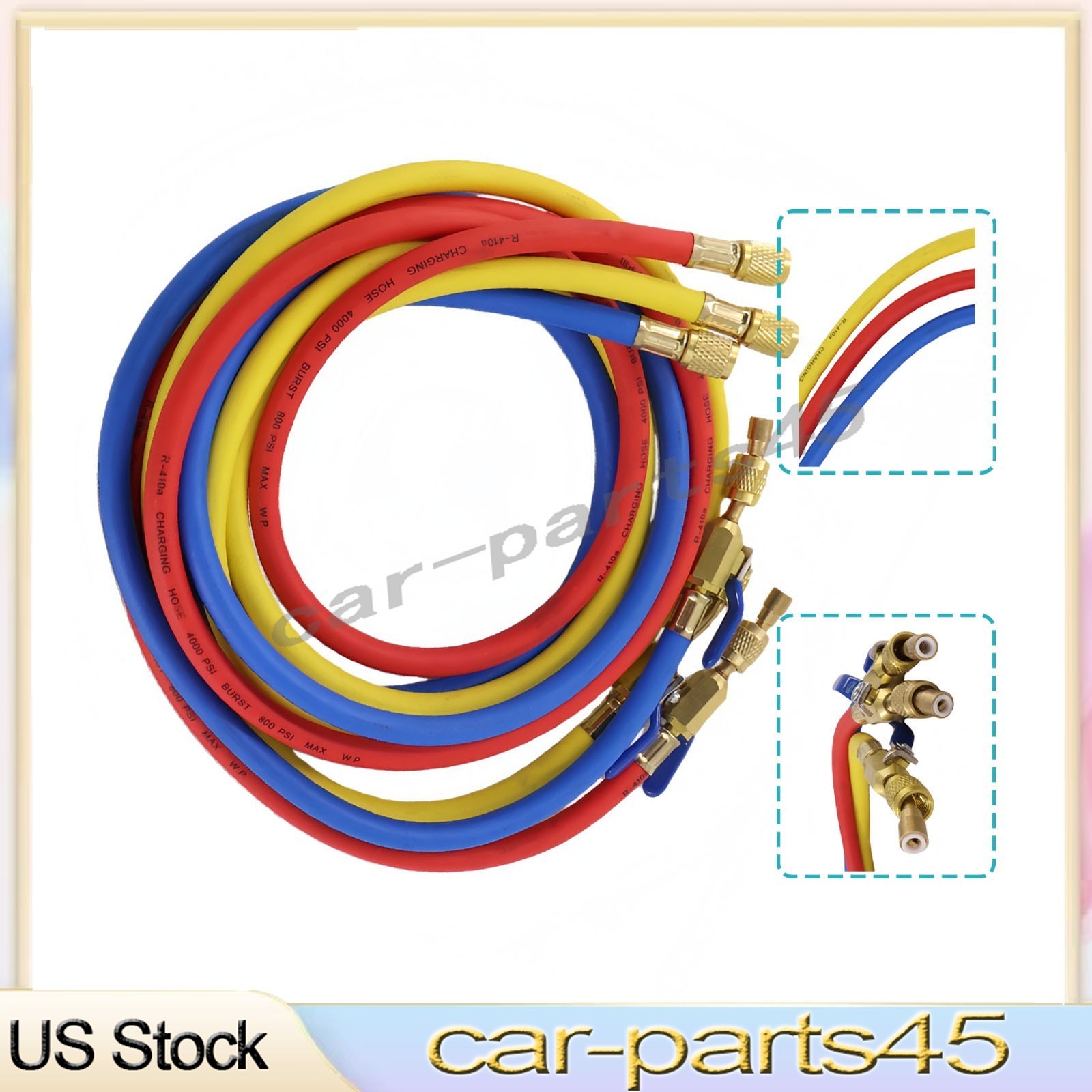 Fits R-410A Refrige 3Pack 29986 Plus II 1/4″ Hose with Compact Ball Valve 72″