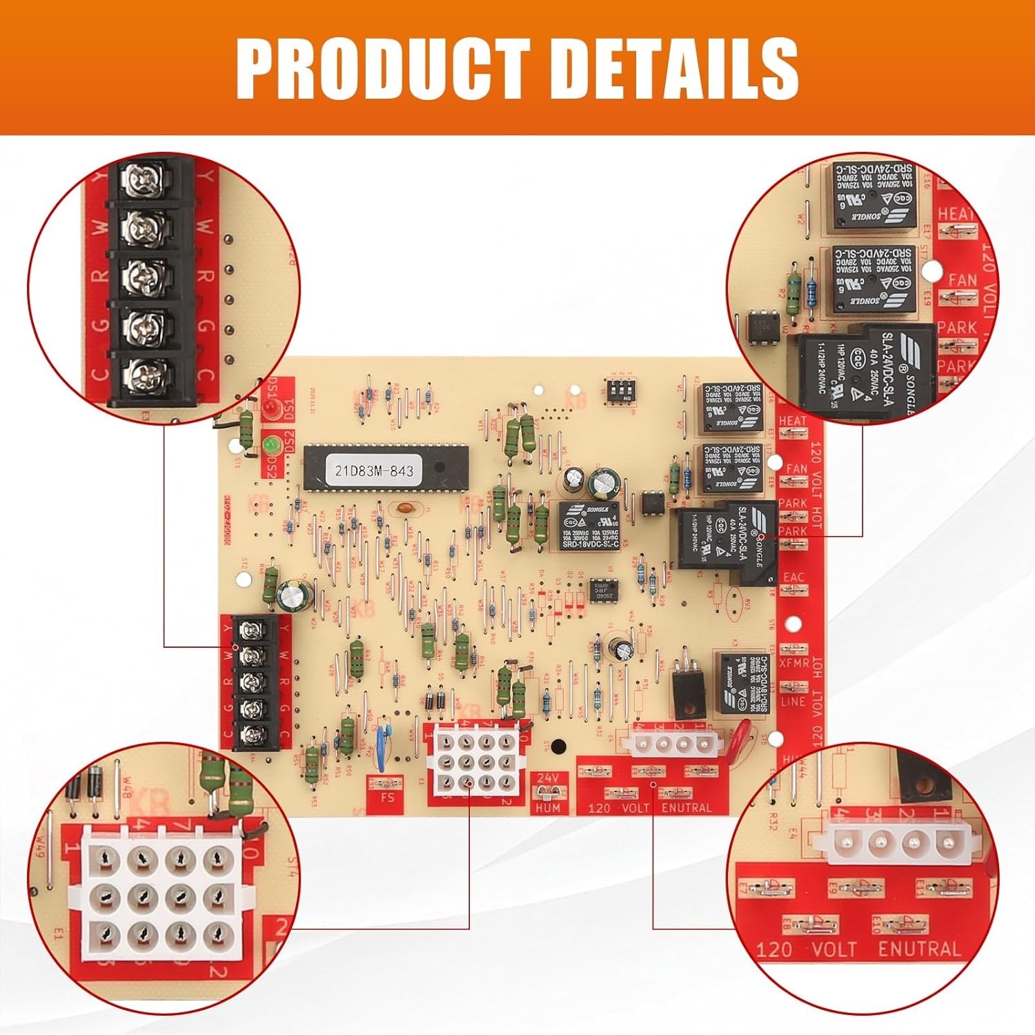 21D83M-843 Furnace Control Circuit Board For Lennox G40UH 83M00 & White-Rodgers