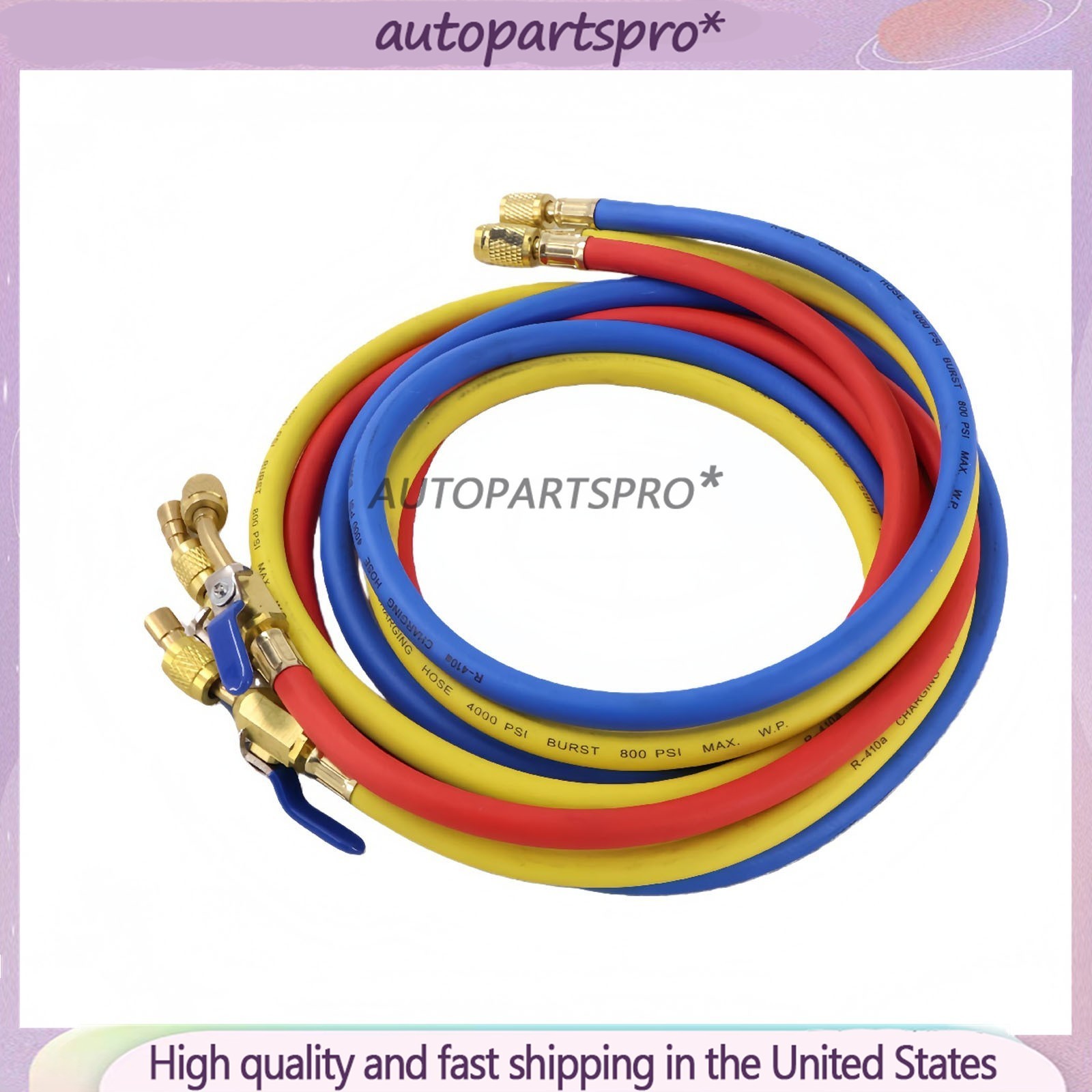 For R-410A Refrige 3Pack 29986 Plus II 1/4″ Hose with Compact Ball Valve 72″