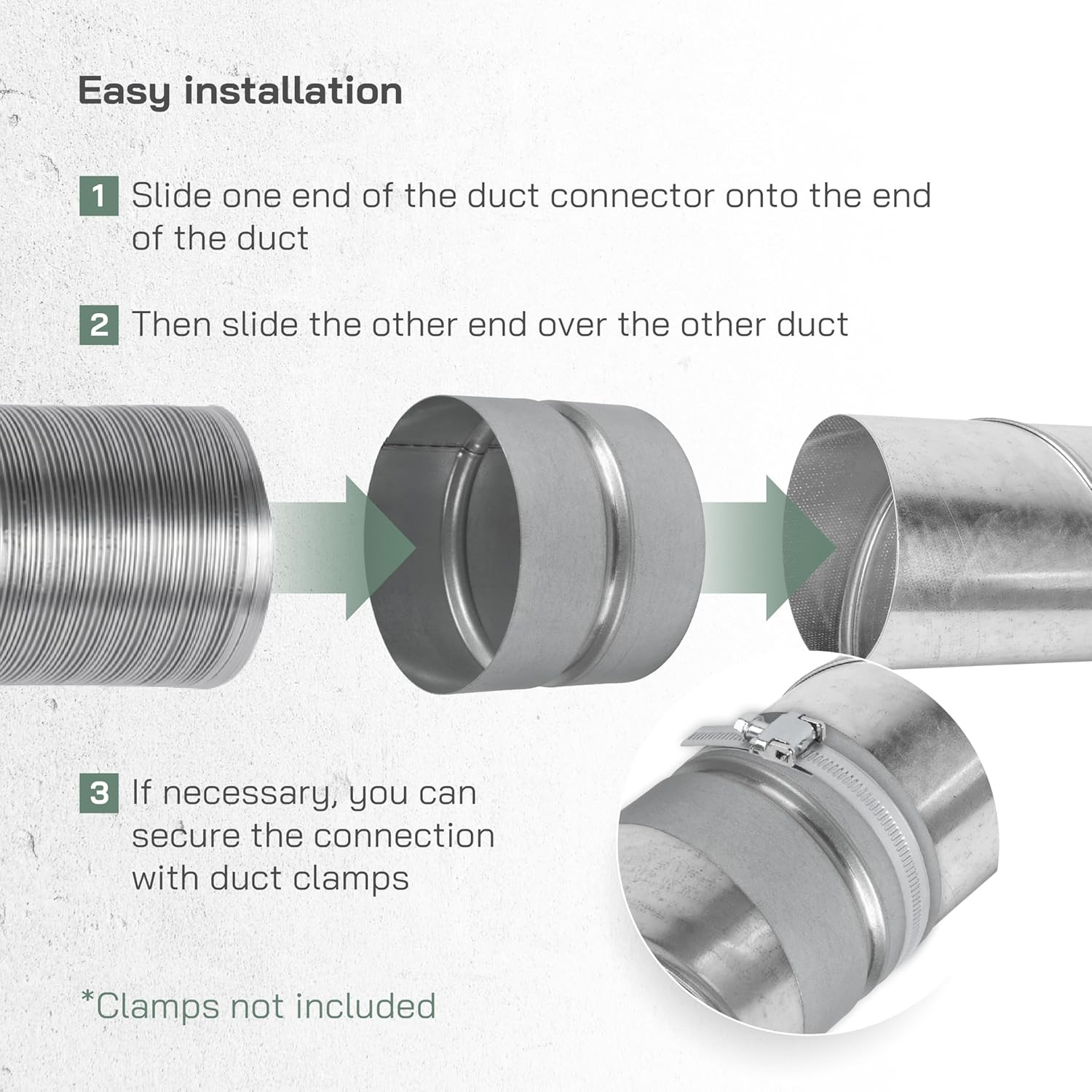 4” Inch Galvanized Steel Duct Connector – round Ventilation Duct Extension – Me