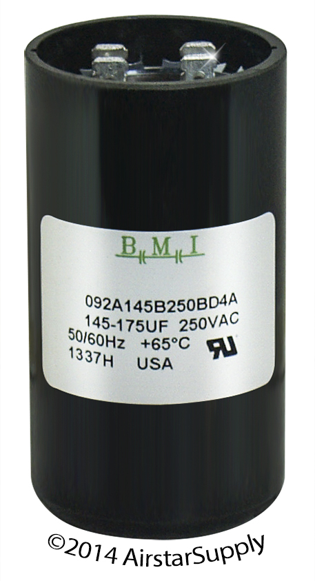 (2) PACK , 145-174 uF x 220 250 VAC BMI # 092A145B250BD4A Motor Start Capacitor