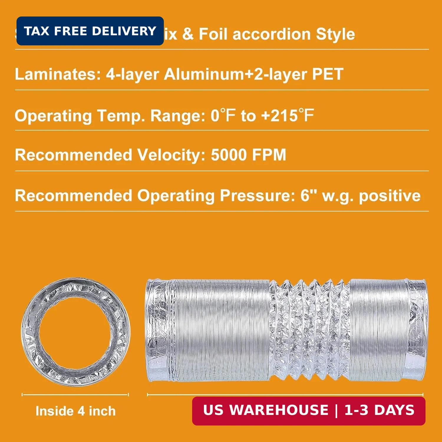 Heavy Duty 4″Flexible Dryer Vent Exhaust Duct Hose 16 Feet | Extra Long, Extra T
