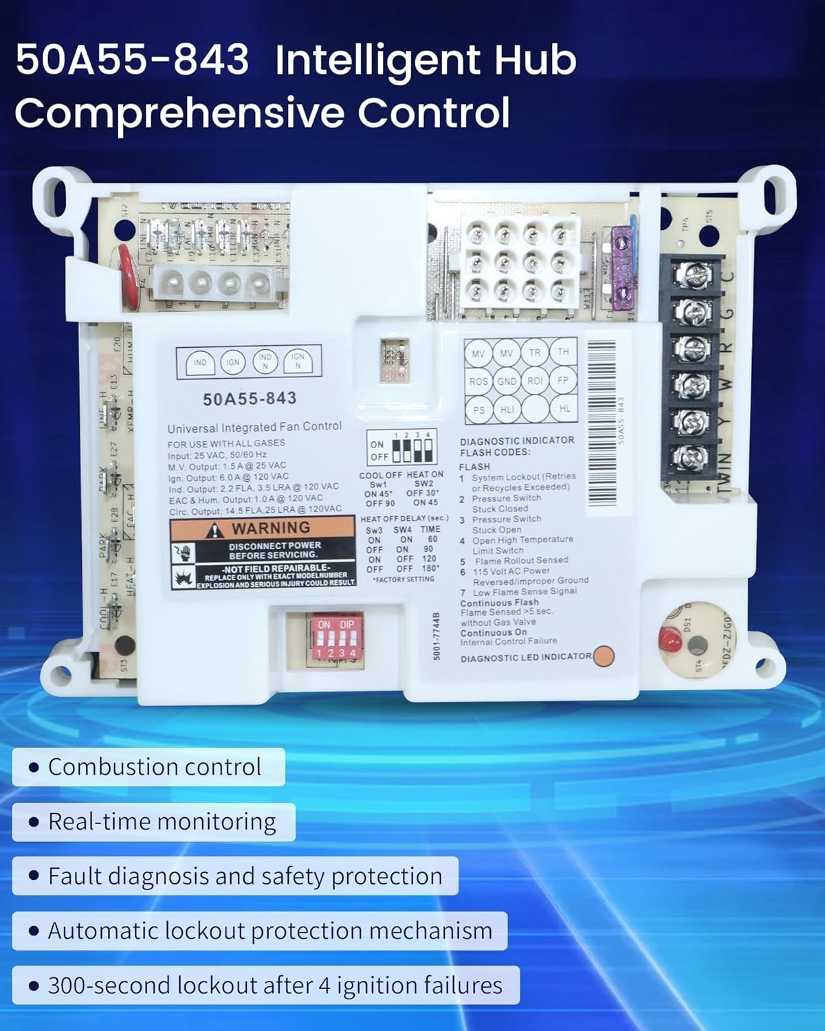 50A55-843 Furnace Control Board for White Rodgers and Lennox Furnace Systems