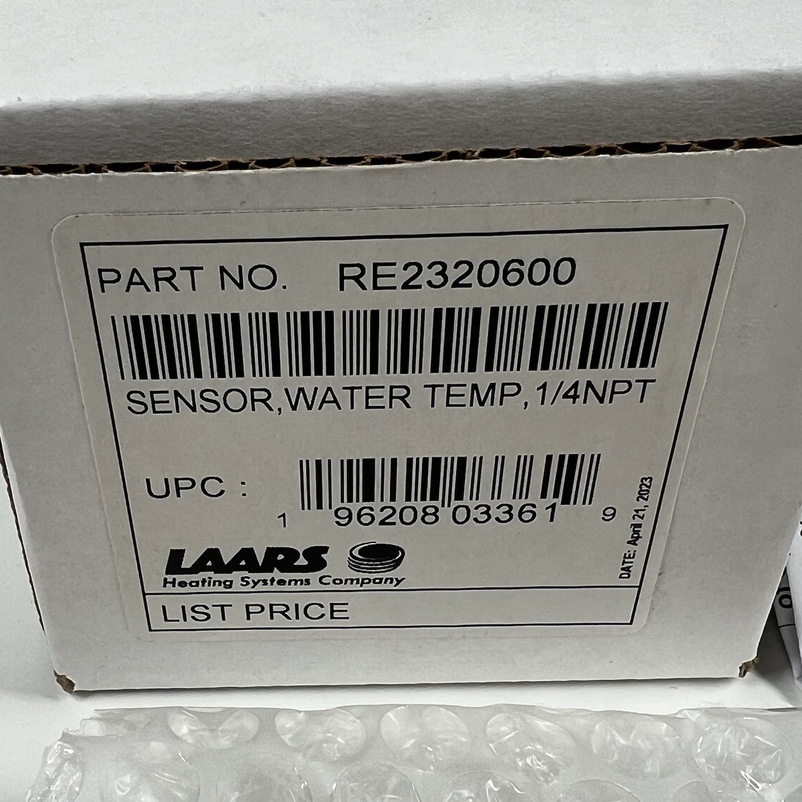 Tasseron 26-22 NL Inlet Water Temperature Sensor 1/4 NPT LAARS RE2320600 TSD00AS