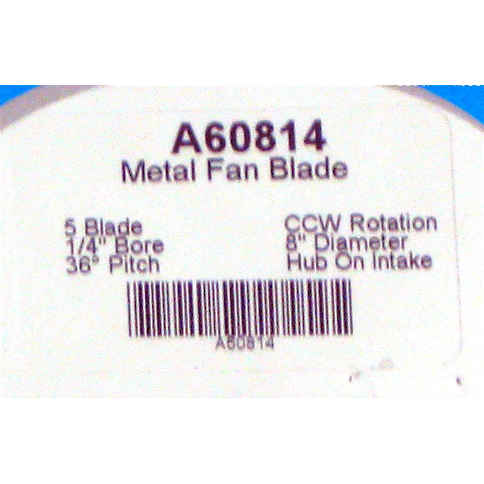 A60814 Metal Fan Blade 8″ Diameter 5 Blades 1/4″ Bore Hub CCW 36 Degree Prop