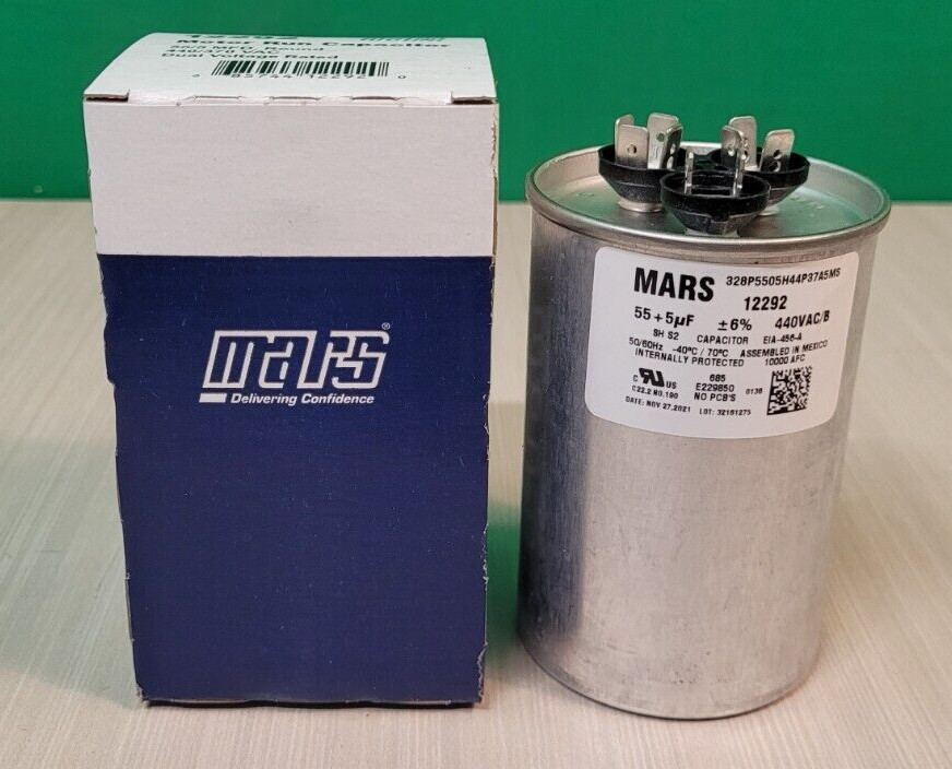 Mars 12292 55 + 5 uF MFD x 440 VAC Genteq Replacement Dual Capacitor BRAND NEW