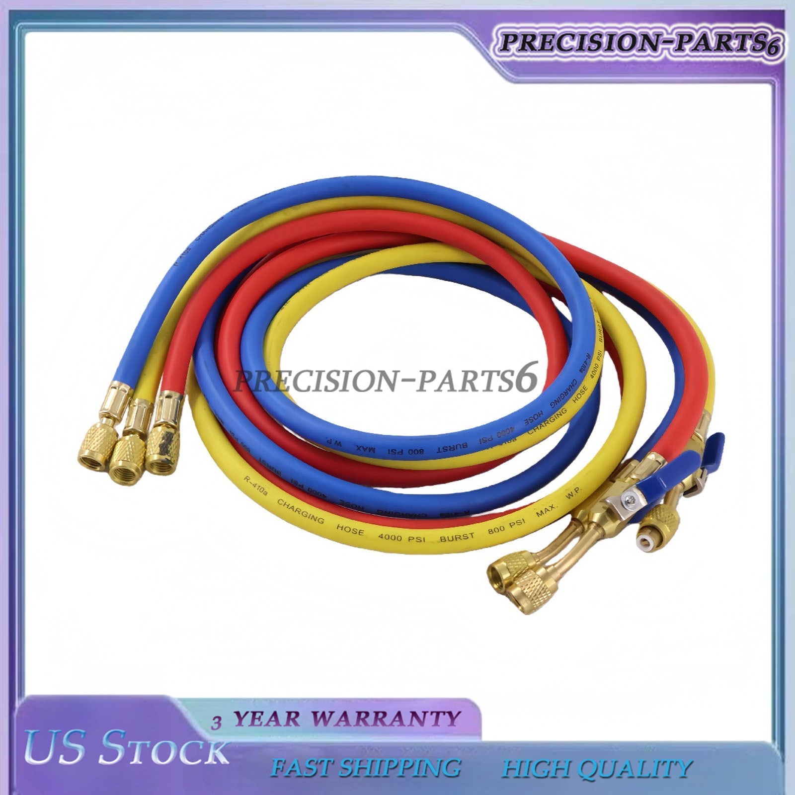 3X 29986 Plus II 1/4″ Hose with Compact Ball Valve End Refrigerant Charging Hose