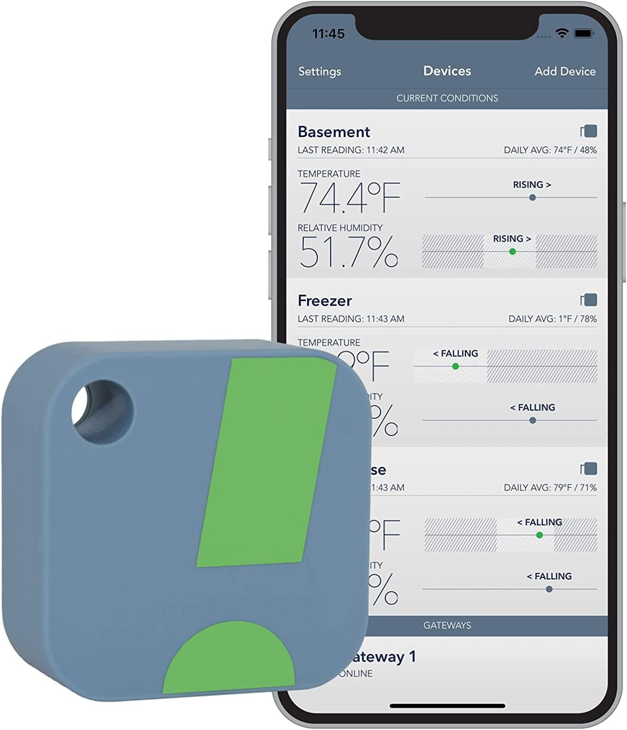 HT1 Smart Temperature Sensor & Humidity Sensor – Thermometer & Hygrometer W/App