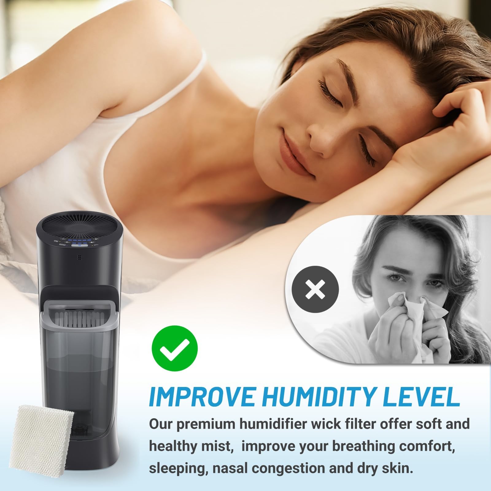 Lemige 6 Pack Humidifier Wicking HFT600 Filters T 6 Pack-White, 6 Pack-white