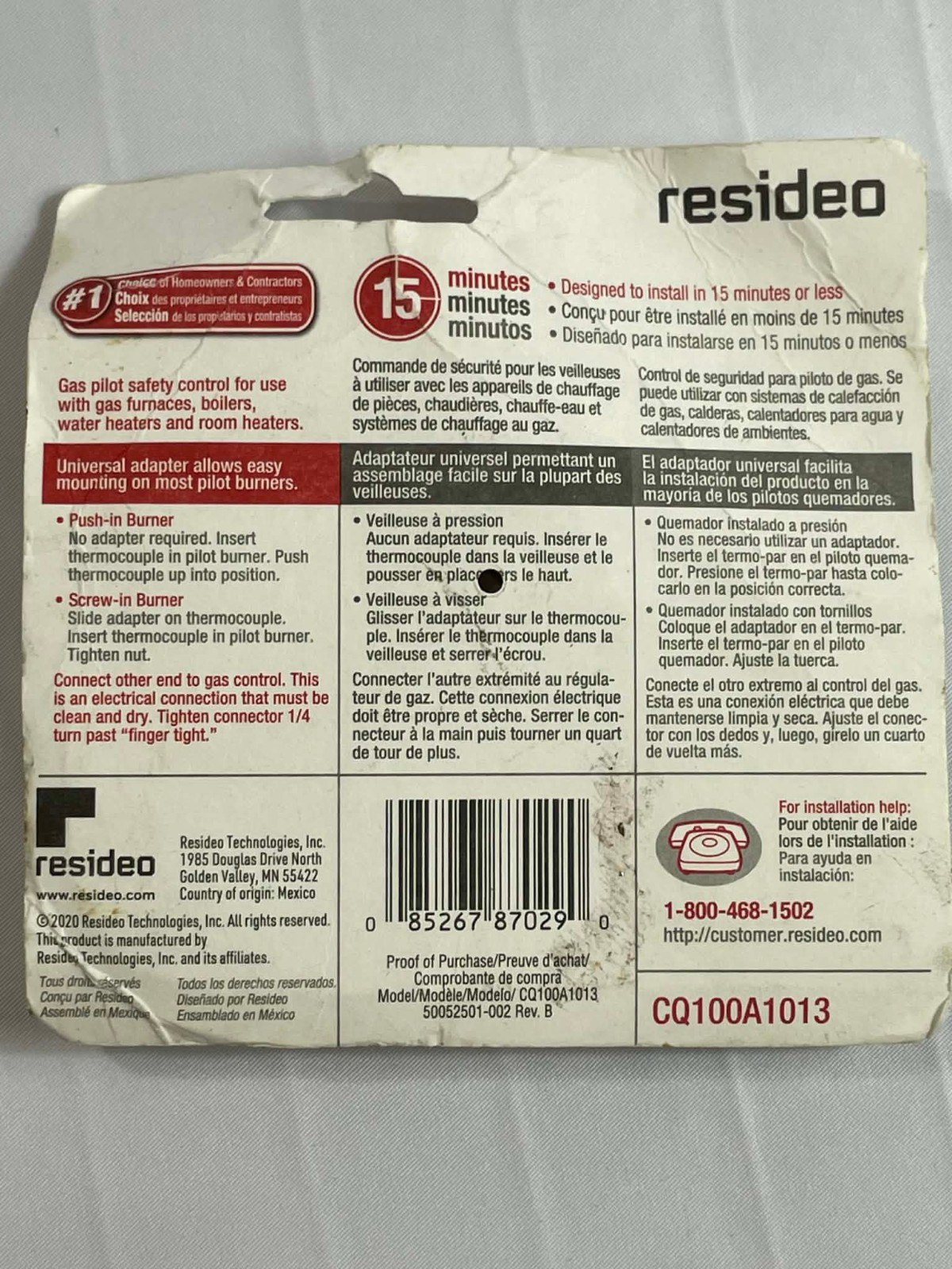 Resideo 24″ Thermocouple CQ100A1013 for Gas Furnaces Water Heaters – 30 Millivol