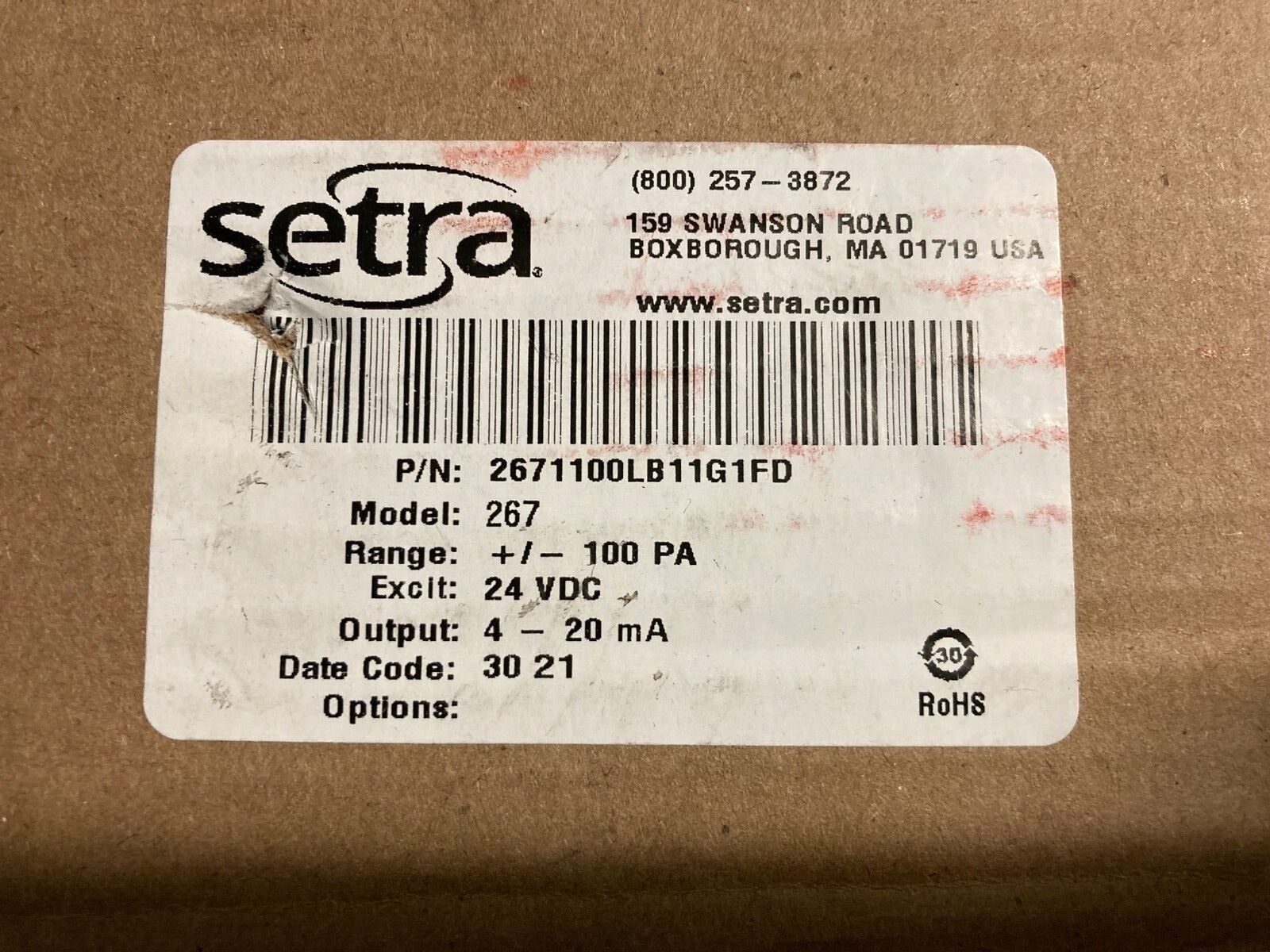 Setra 267 2671100LB11G1FD Digital Low Pressure Transducer Sensor