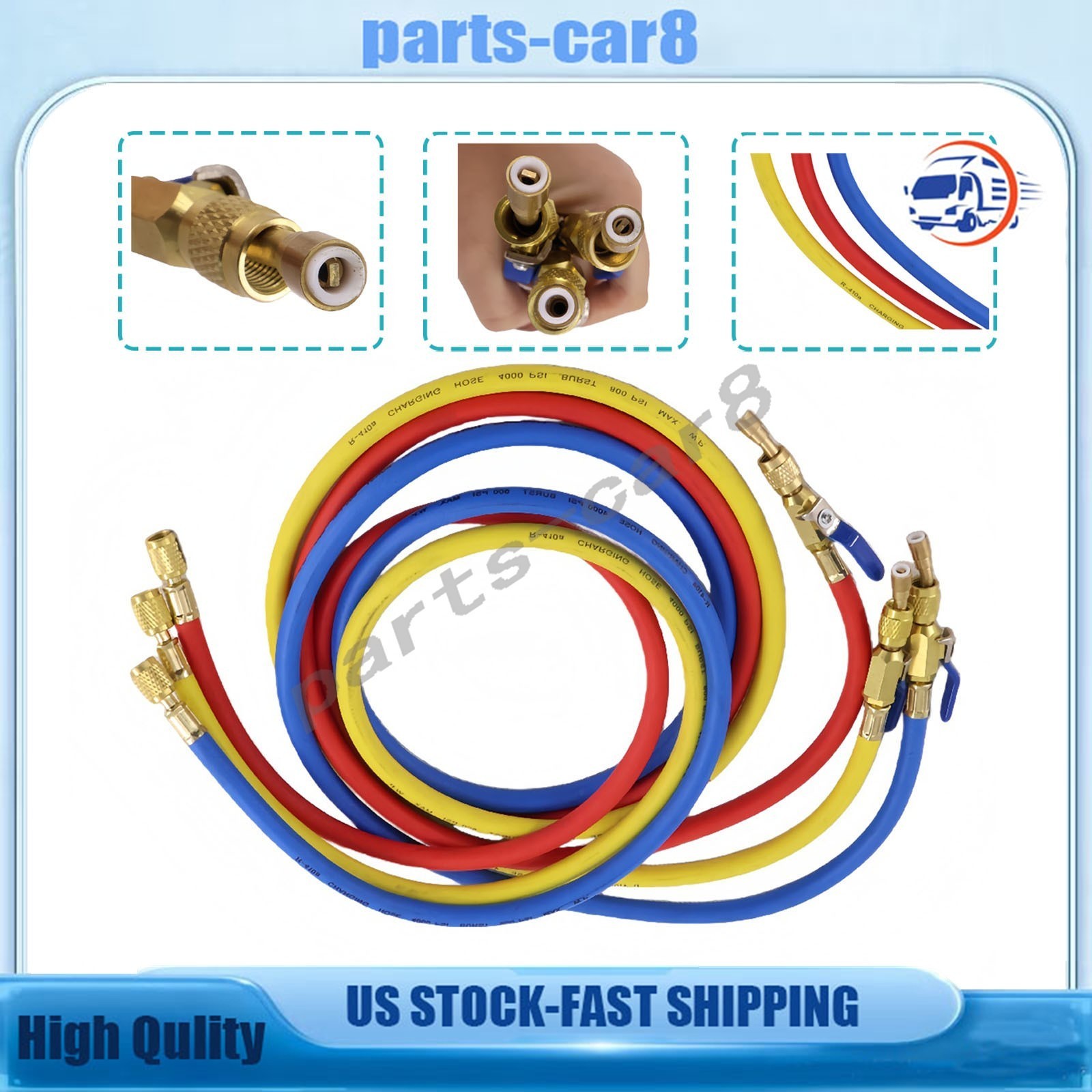 NEW 3Pack 29986 For R-410A Refrige Plus II 1/4″ Hose with Compact Ball Valve 72″