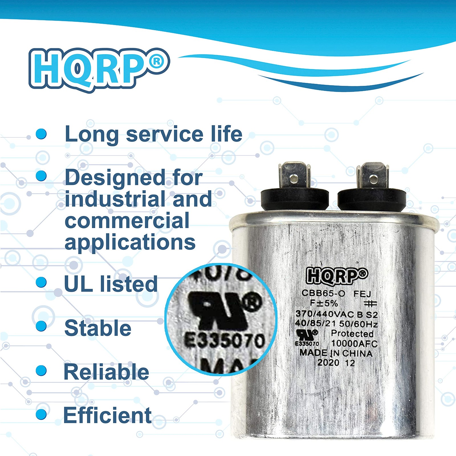 HQRP 7.5uF 370V-440V Run Capacitor AC Electric Motor Start HVAC Blower…