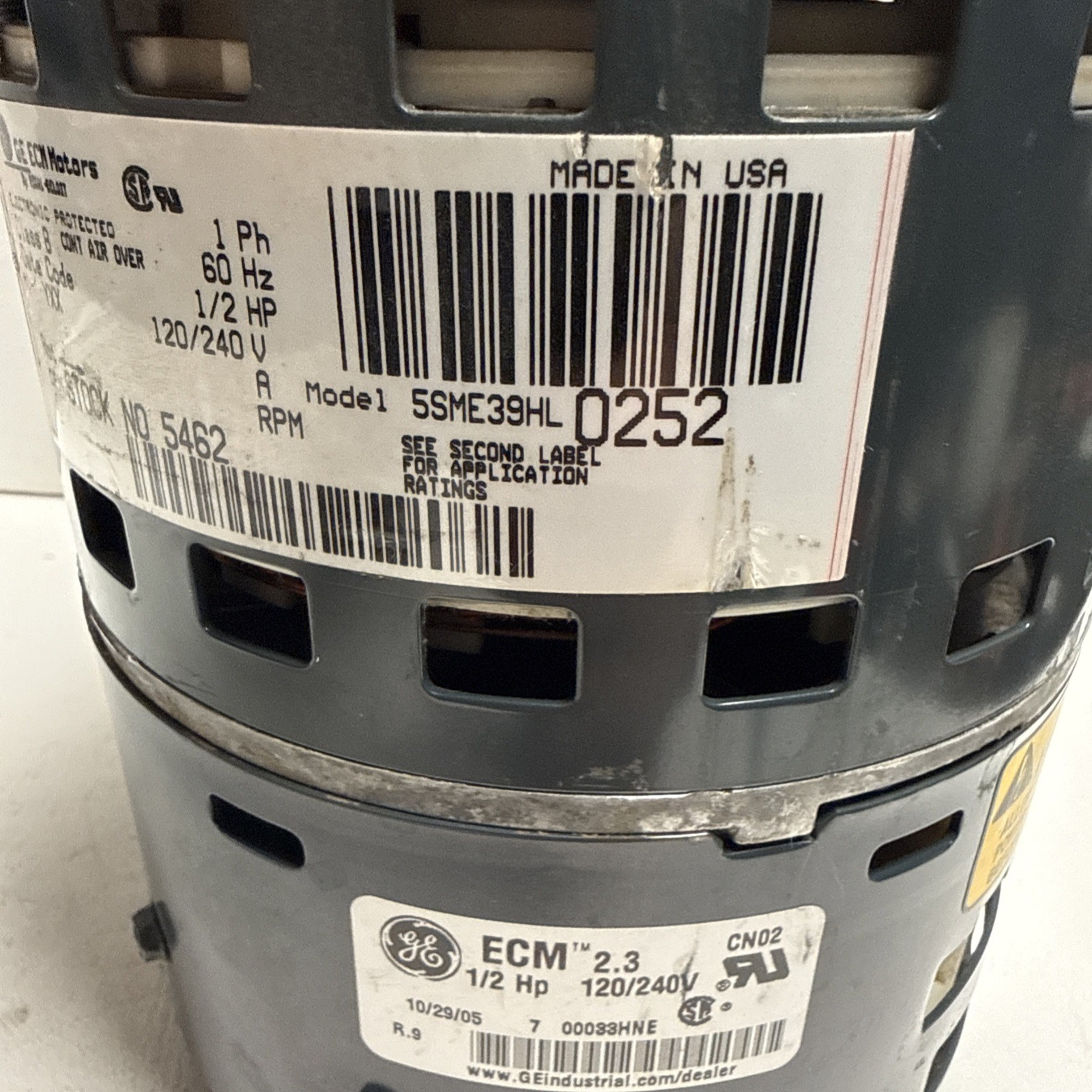 GE ECM Motor 5SME39HL0252 ECM 2.3 CN02 Rotation CCW D341314P04