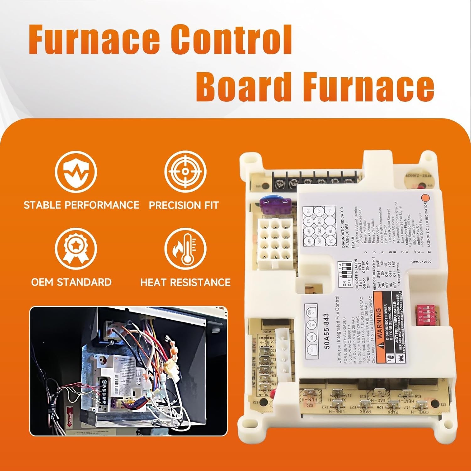 50A55-843 Ignition Control Module Universal Furnace Control Board Lennox White-R