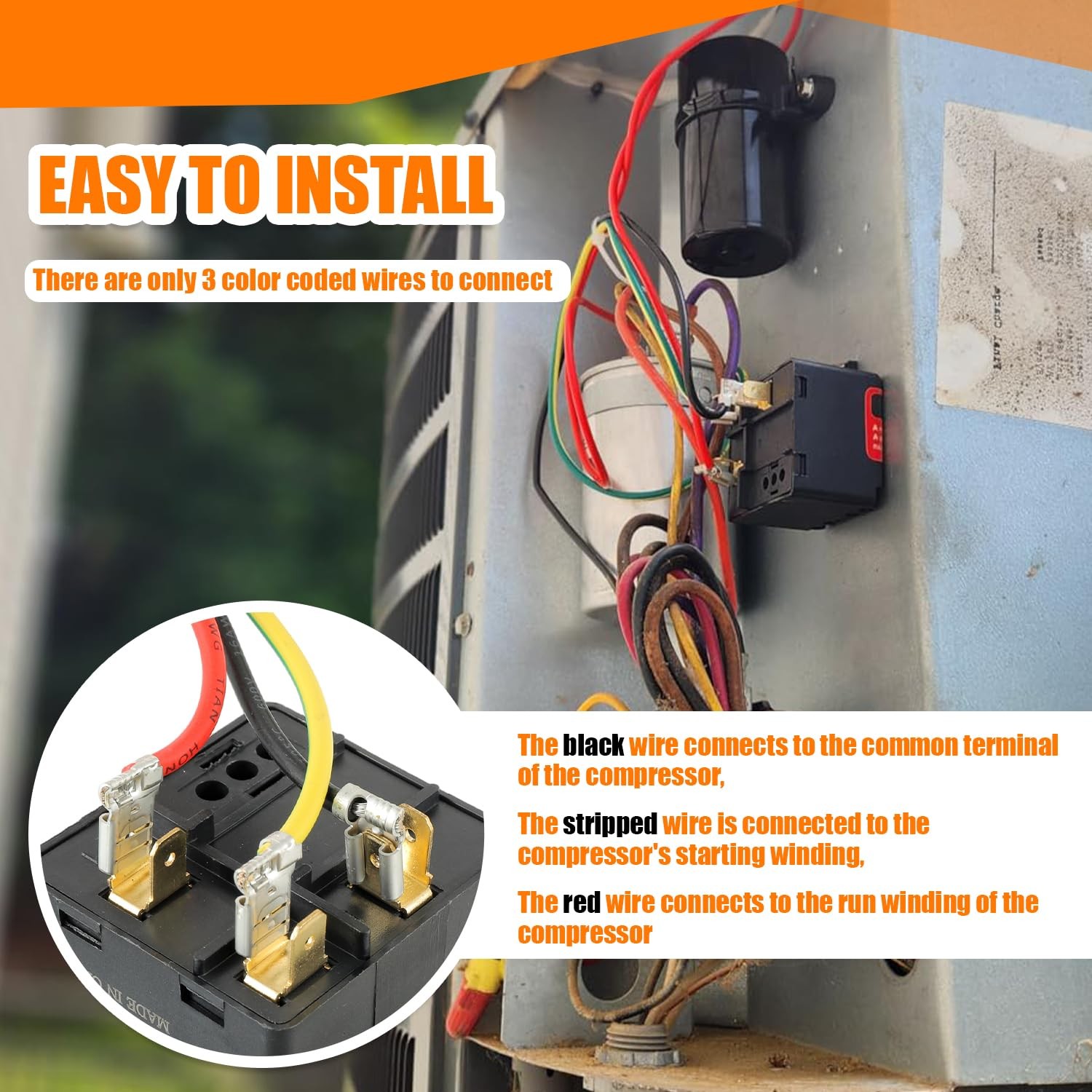 HUAREW CSR-U1 Hard Start Capacitor Kit, HVAC 5-2-1 Compressor Saver for 1 to…