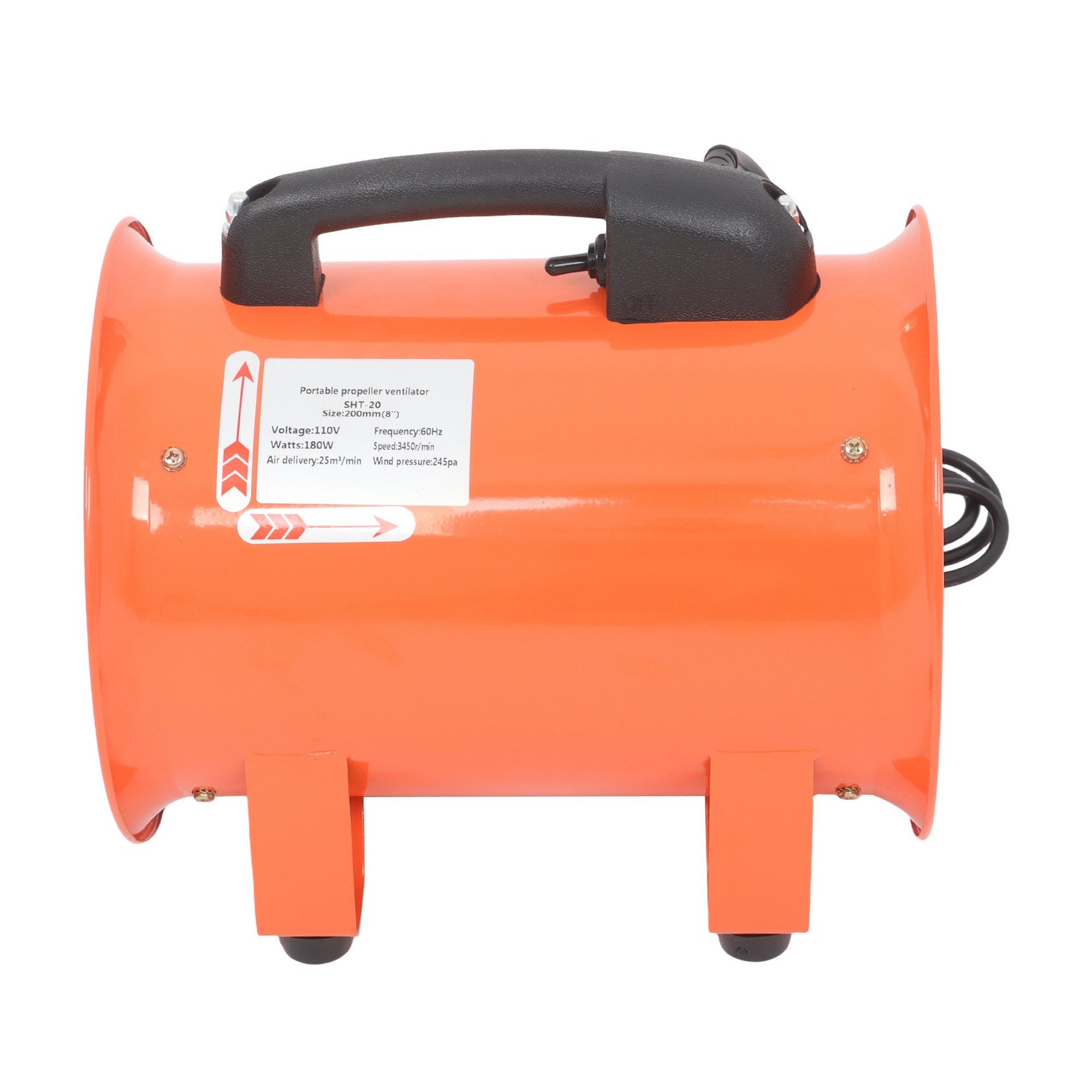 8Inch Portable Extractor Fan Blower 900CFM 3450RPM 16.4FT Duct Hose Ventilator