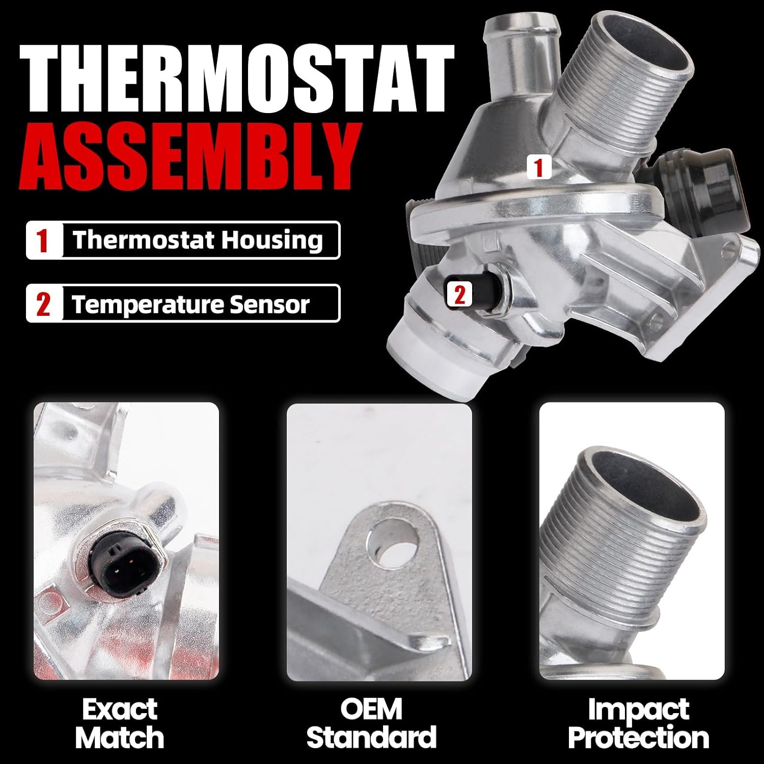 Upgraded Aluminum Coolant Thermostat Assembly Compatible with 2012-2016 BMW