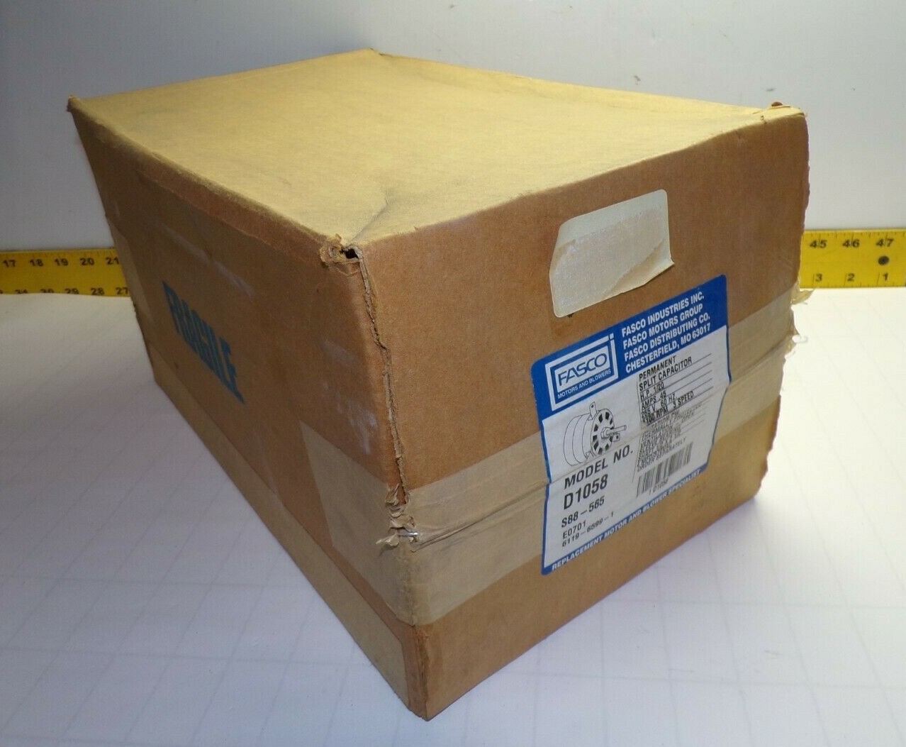 NEW FASCO 1/20 HP FAN/BLOWER MOTOR 265 VAC 1100 RPM 3 SPEED D1058