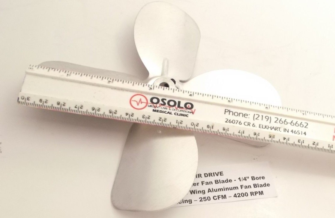 AIR DRIVE 6-1/2″ Diameter x 1/4″ Bore Fan Blade – 4 Wing Aluminum Fan Blade – CW
