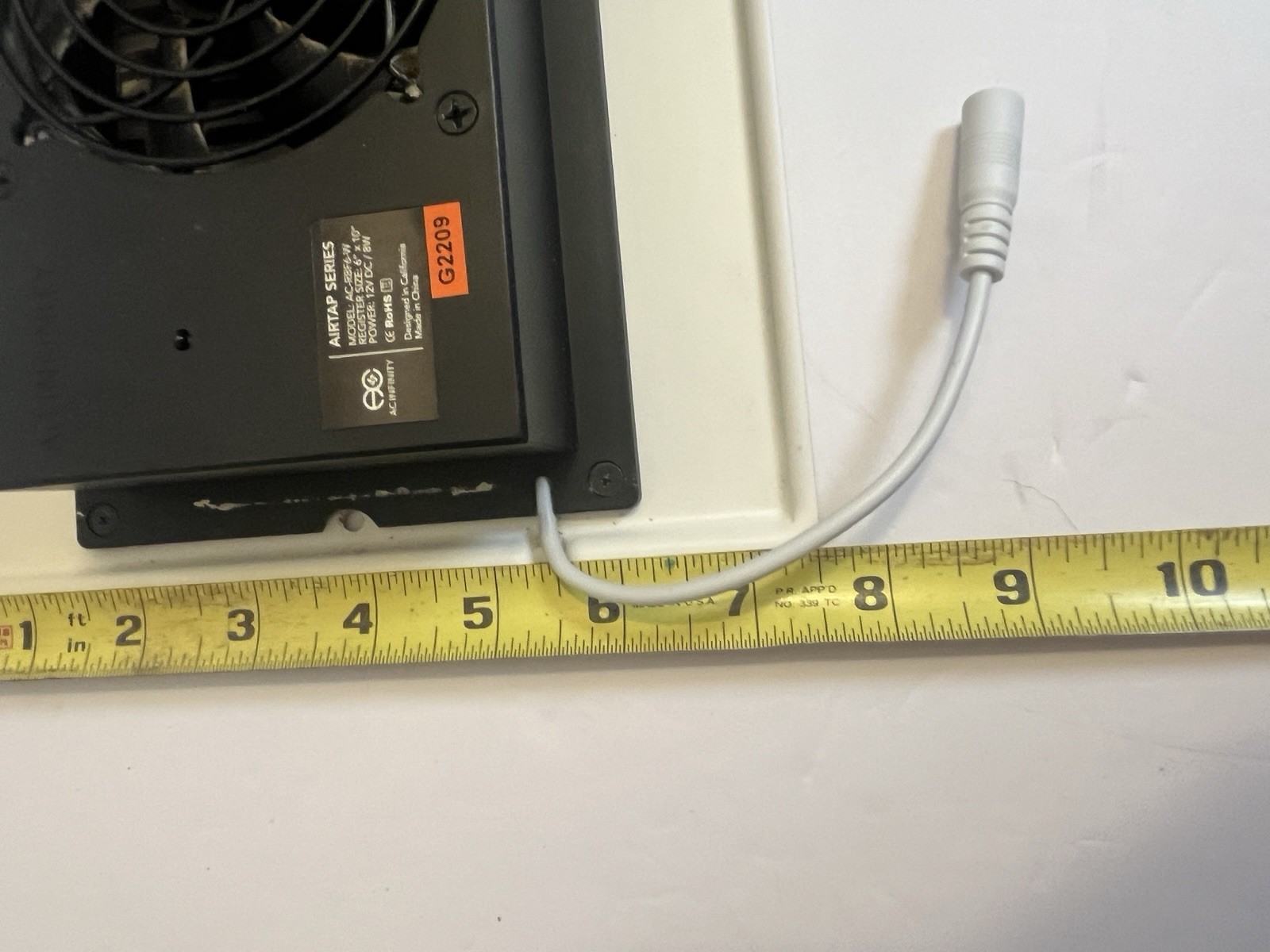 AC Infinity AIRTap T6 Wall Register Booster Fan 120 CFM 12V White 12×6. Tested.