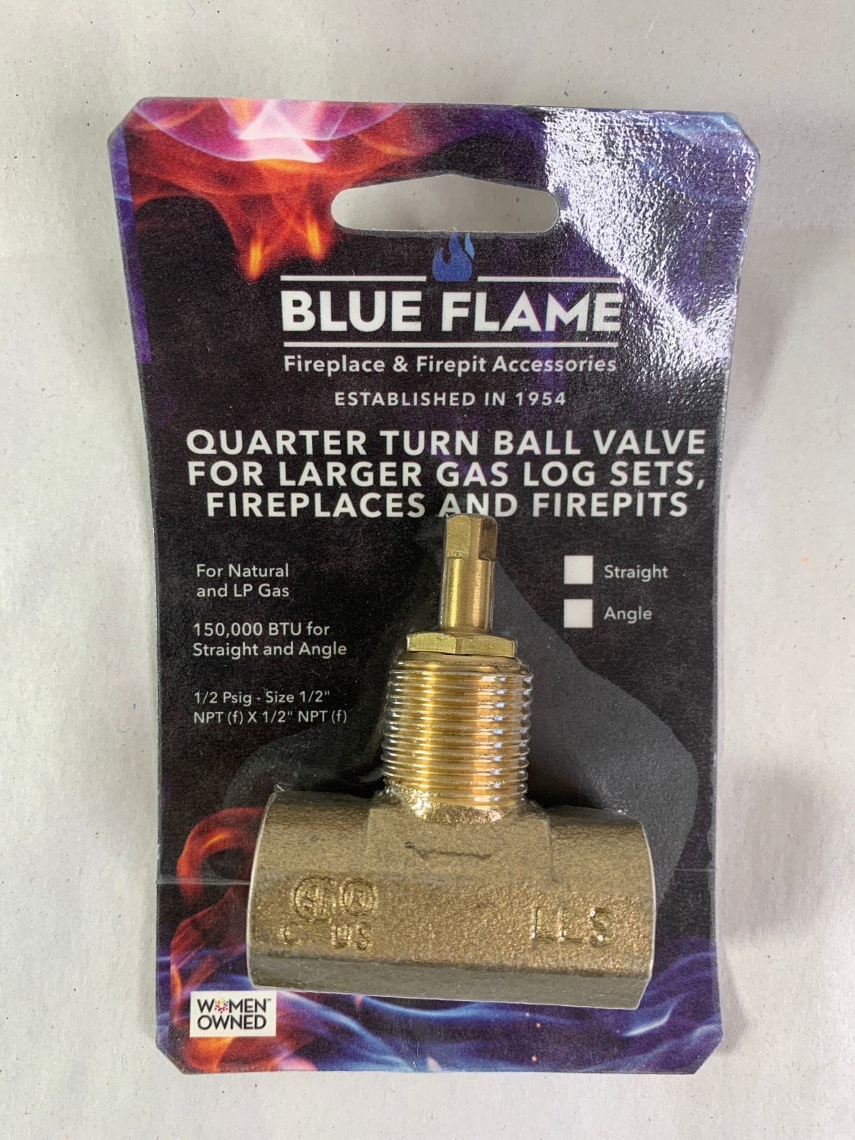 Blue Flame 1/2″ NPT Brass Quarter-Turn Ball Valve Gas Log Sets Fireplace Firepit