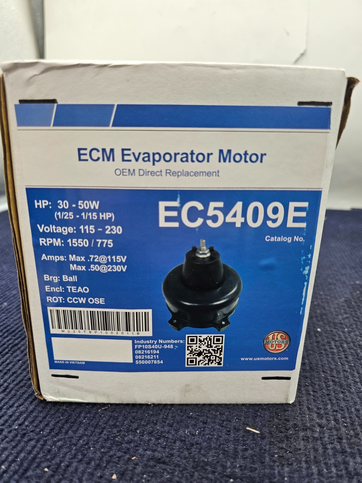 US MOTORS EC5409E: ECM Evaporator Motor 3.3″ 1/15-1/25 HP 115/230V TEAO CCW OSE