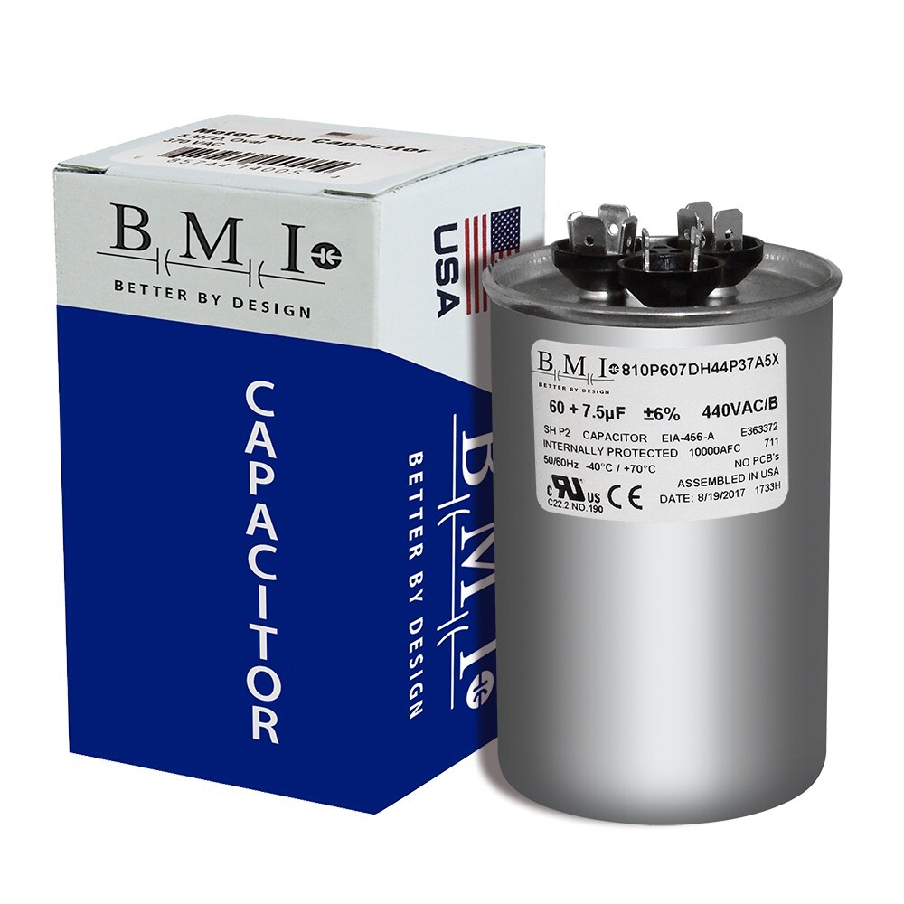 Air Conditioning HVAC Round Dual Motor CBB65D Run Capacitor 60 + 7.5 MFD 440V