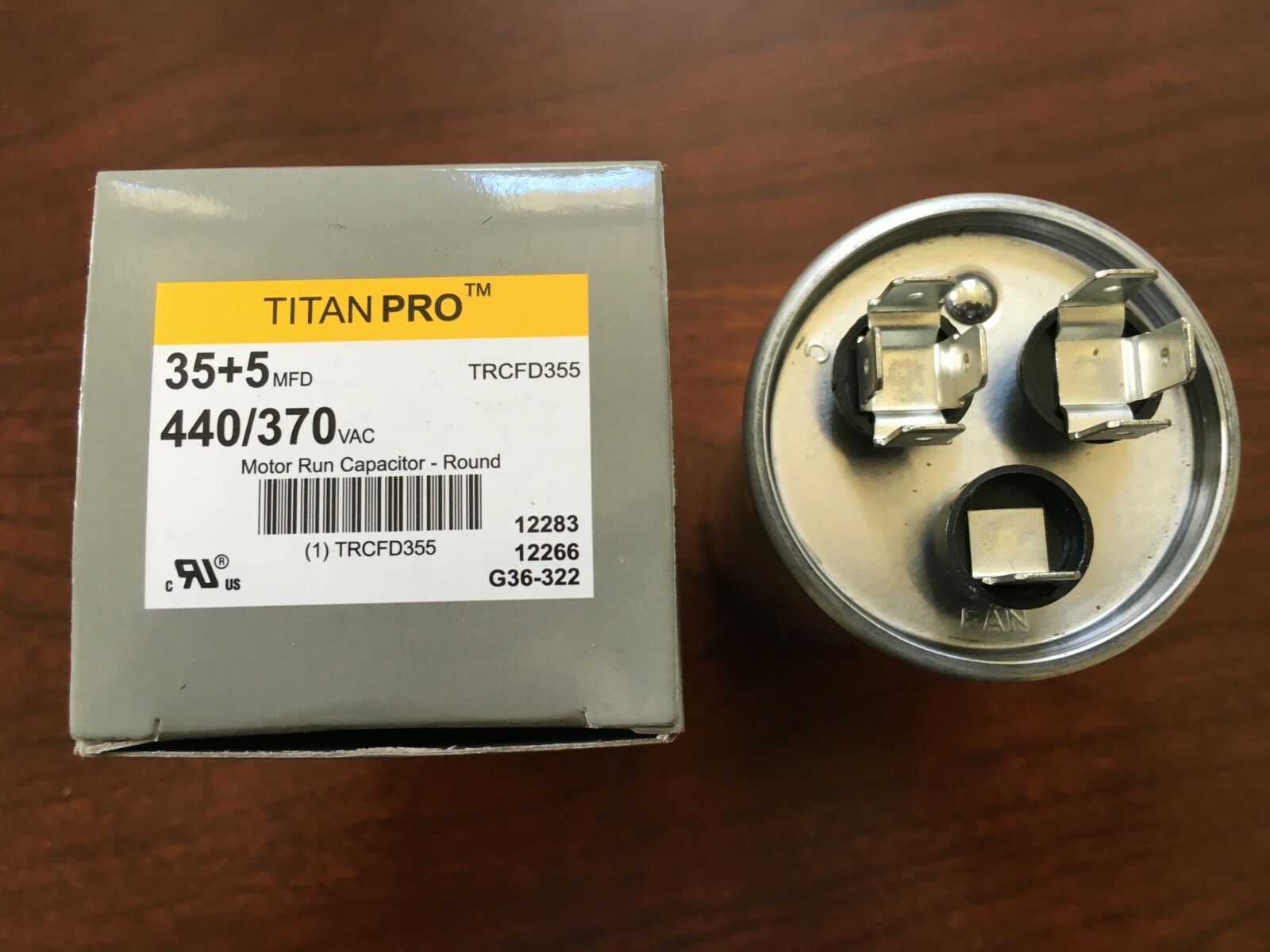 Titan Pro TRCFD355 35 5 MFD 440 370V Round Motor Run Capacitor (Bin: B)
