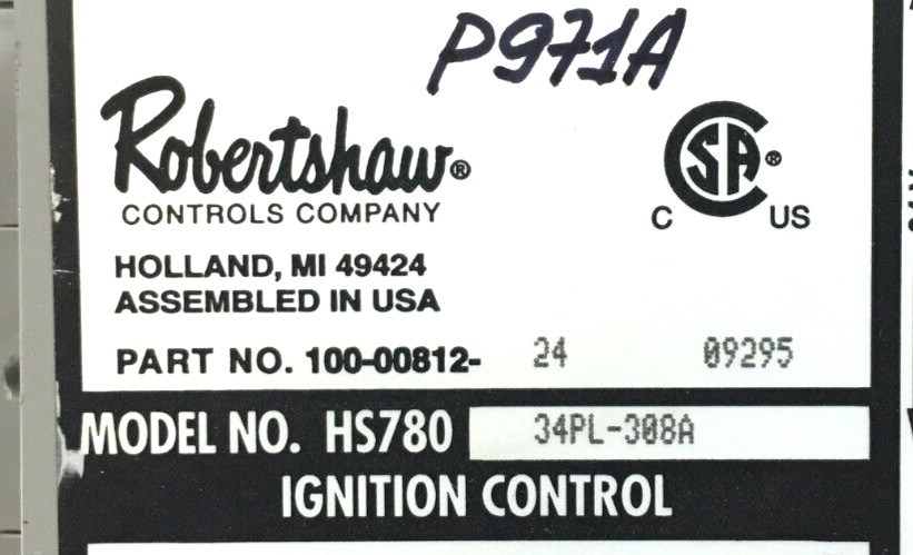 Robertshaw HS780 34PL-308A Ignition Control Module 100-00812-24 used #P971A
