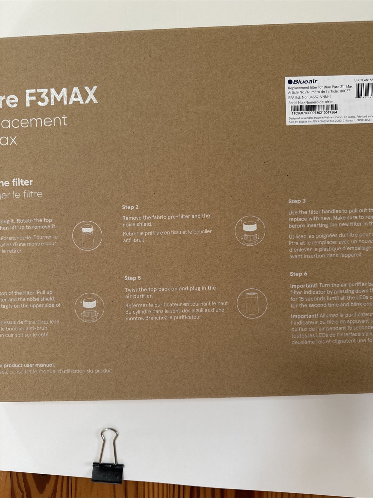 Genuine Blueair Blue Pure F3MAX+ Replacement Filter for 311i+ Max – New