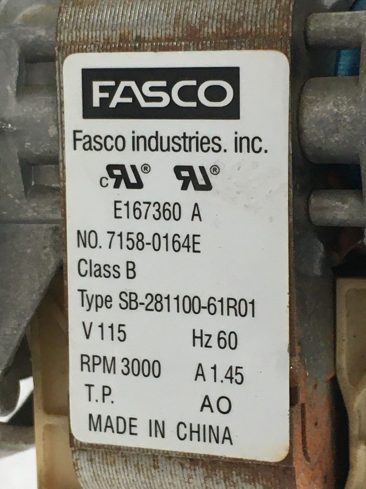 FASCO 70580259 Draft Inducer Blower Motor D342077P01 7158-0164E used #M264